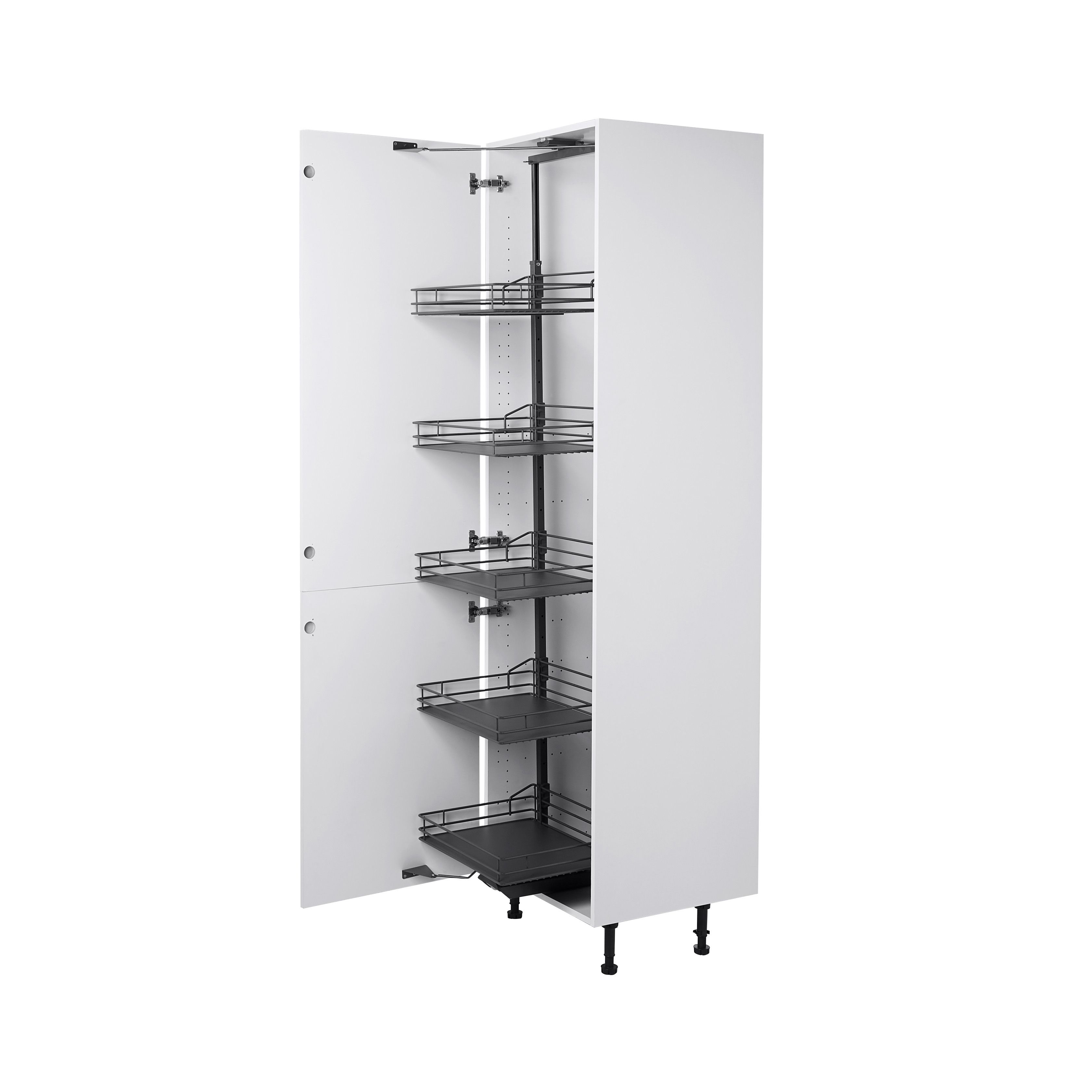 GoodHome Pebre Grey Soft-close runners LH & RH Larder 60cm Pull-out storage