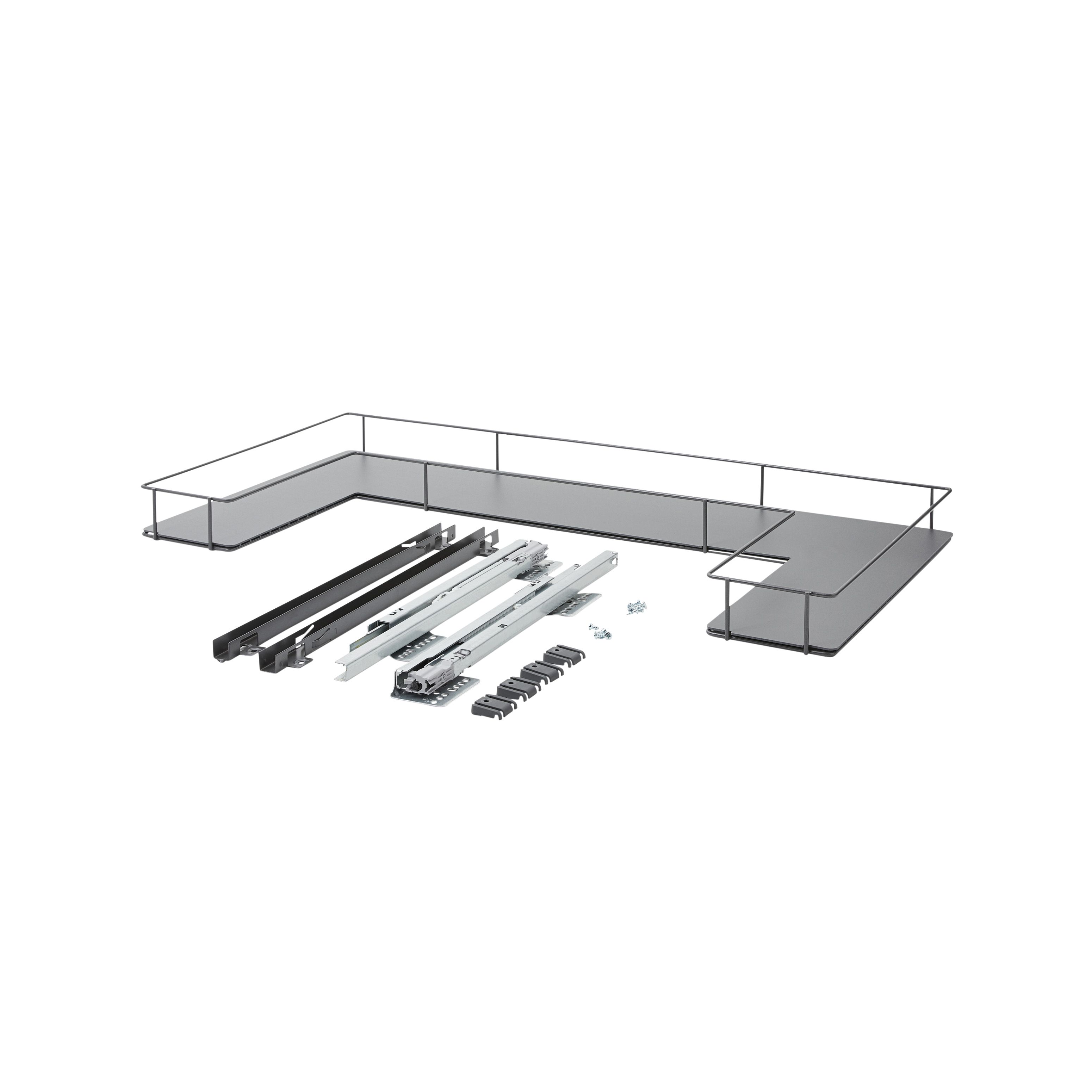 GoodHome Pebre Grey Soft-close runners LH & RH Under-sink 50cm Pull-out storage