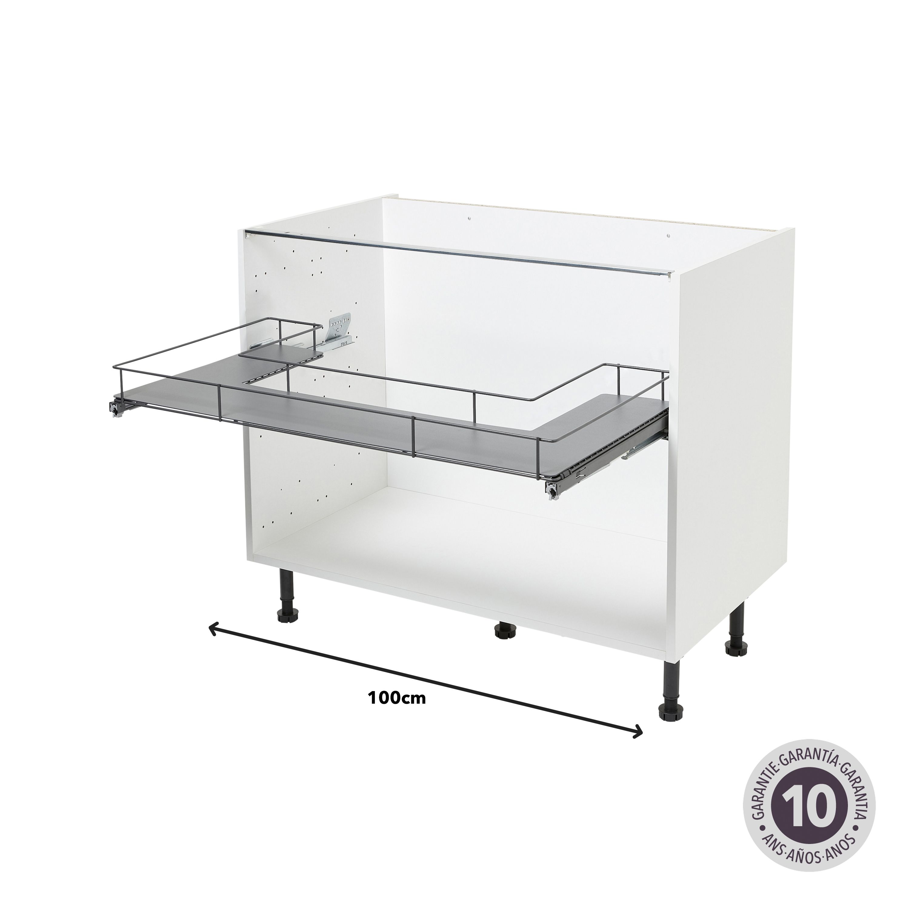 GoodHome Pebre Grey Soft-close runners LH & RH Under-sink 50cm Pull-out storage