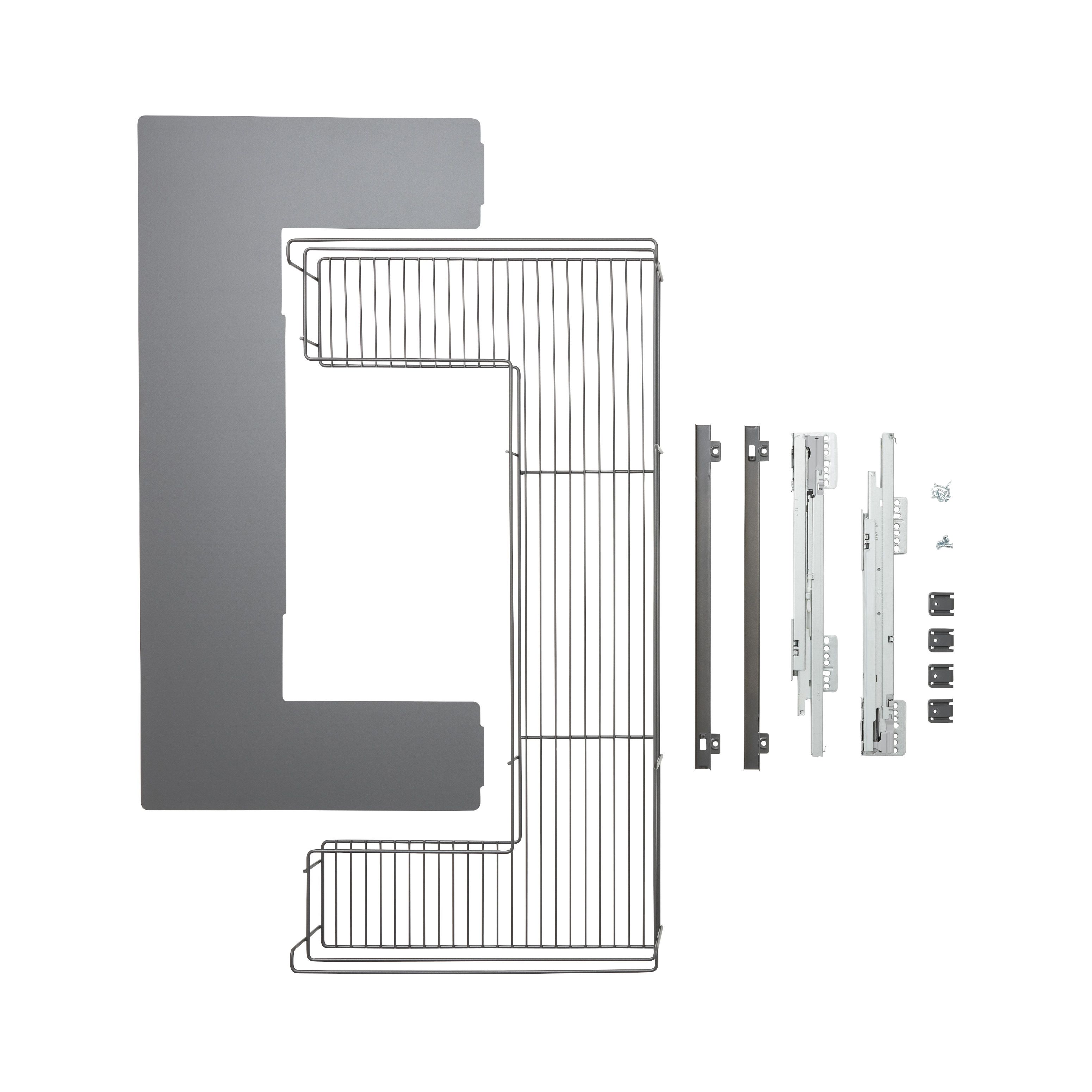 GoodHome Pebre Grey Soft-close runners LH & RH Under-sink 50cm Pull-out storage