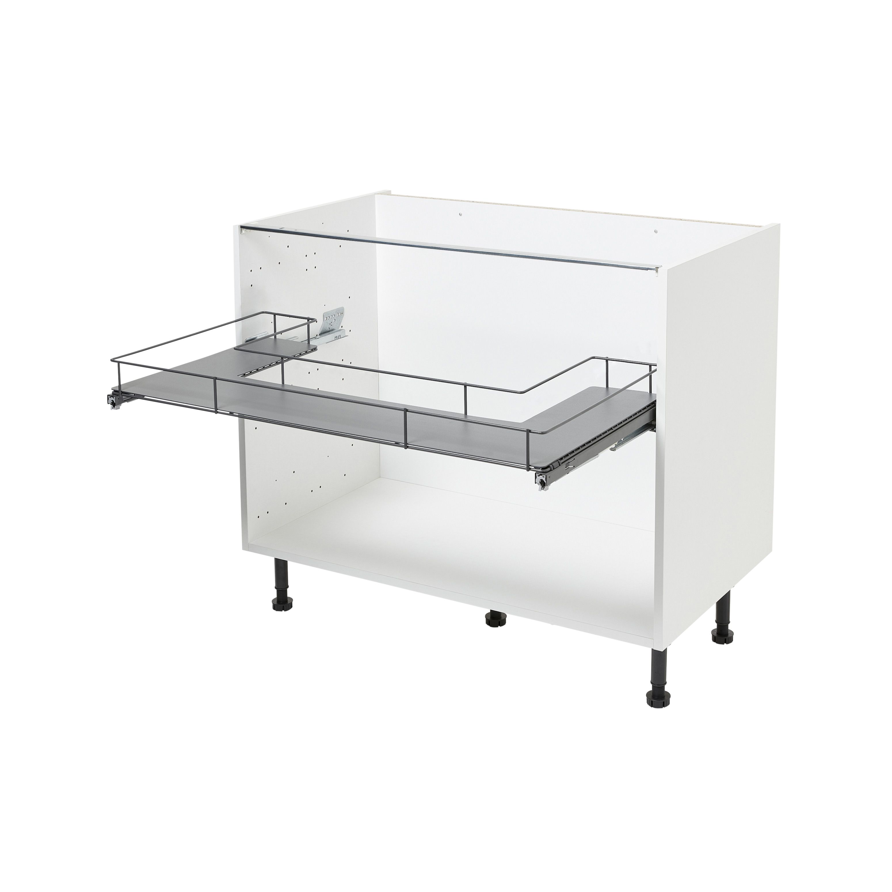 GoodHome Pebre Grey Soft-close runners LH & RH Under-sink 50cm Pull-out storage