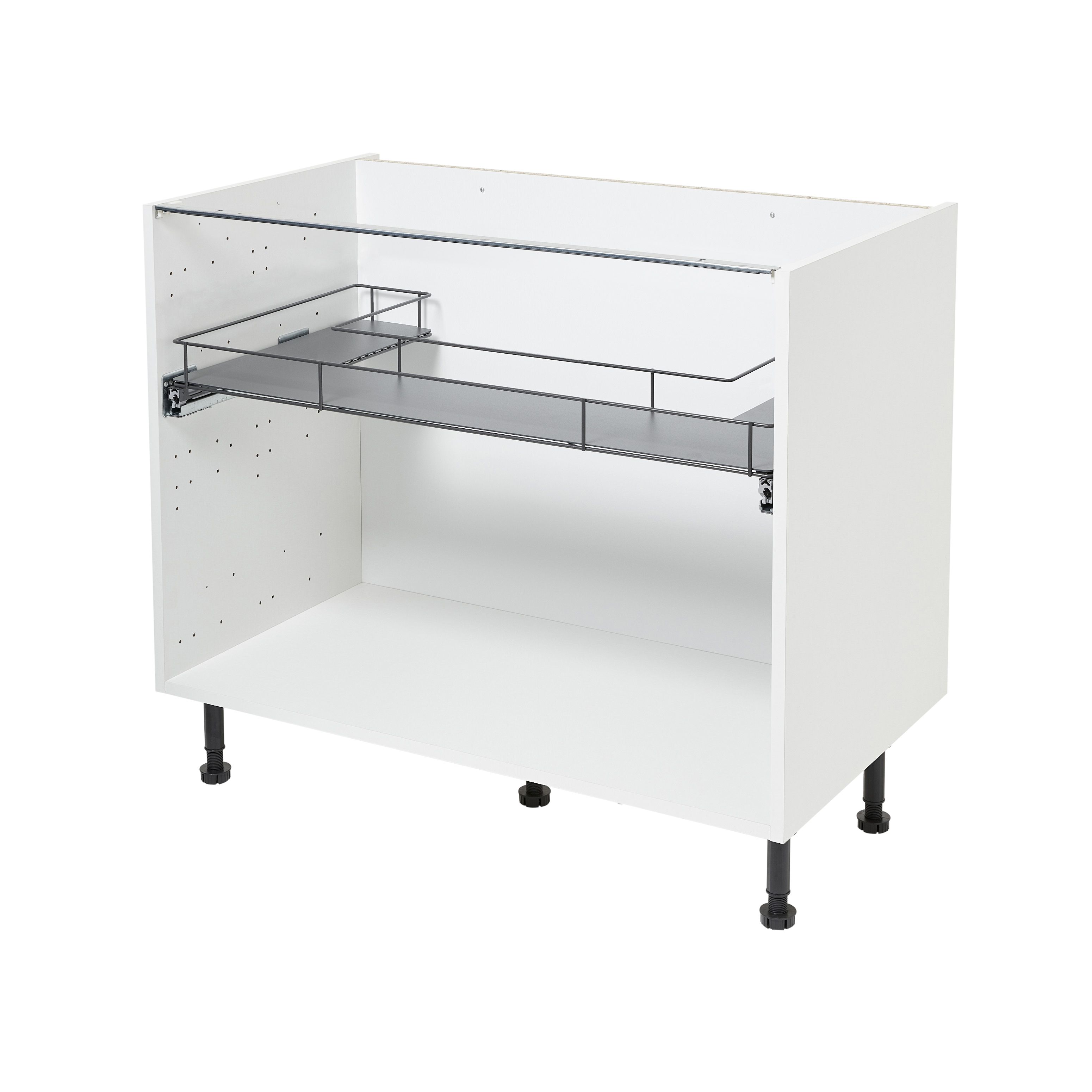 GoodHome Pebre Grey Soft-close runners LH & RH Under-sink 50cm Pull-out storage