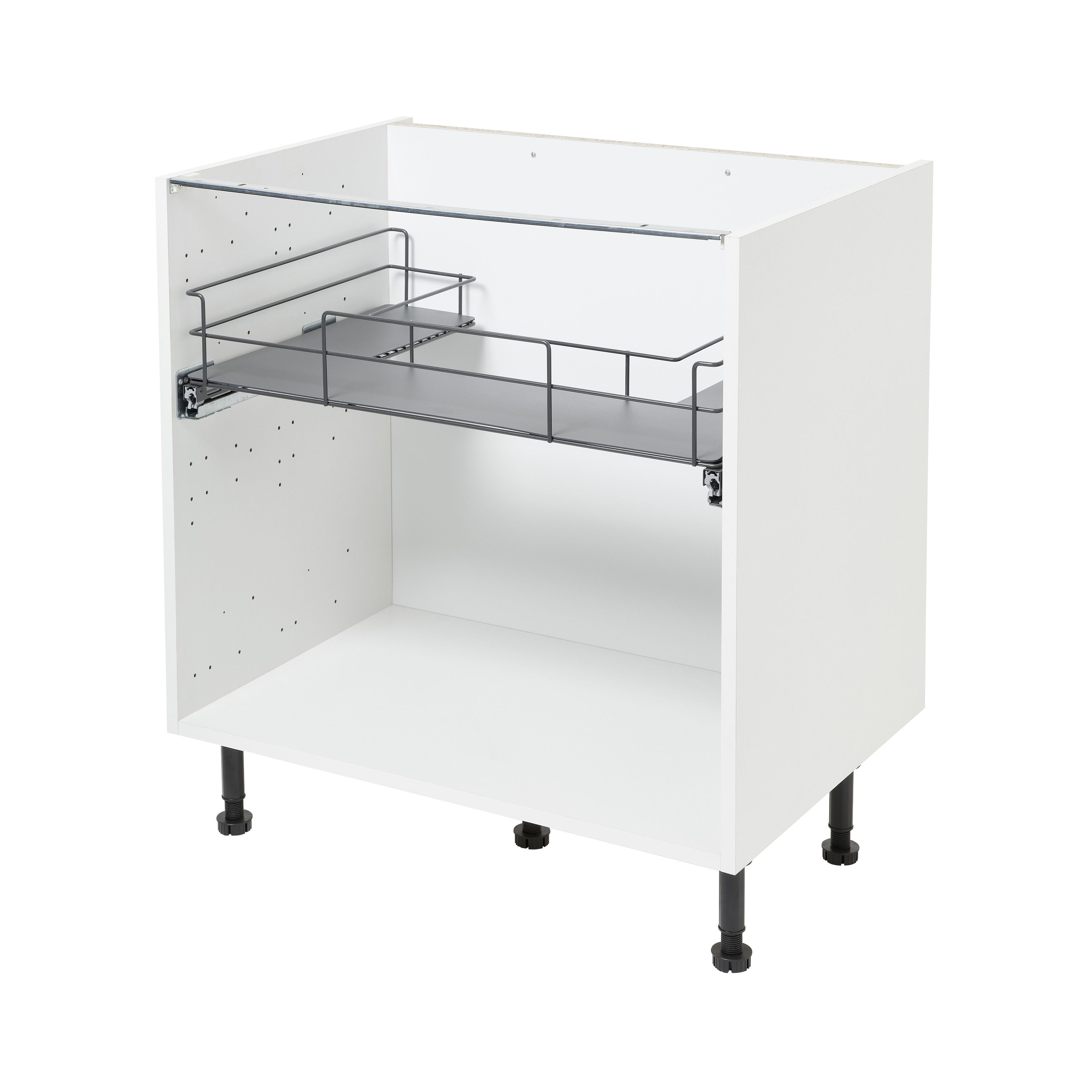 GoodHome Pebre Grey Soft-close runners LH & RH Under sink shelf 40cm Pull-out storage