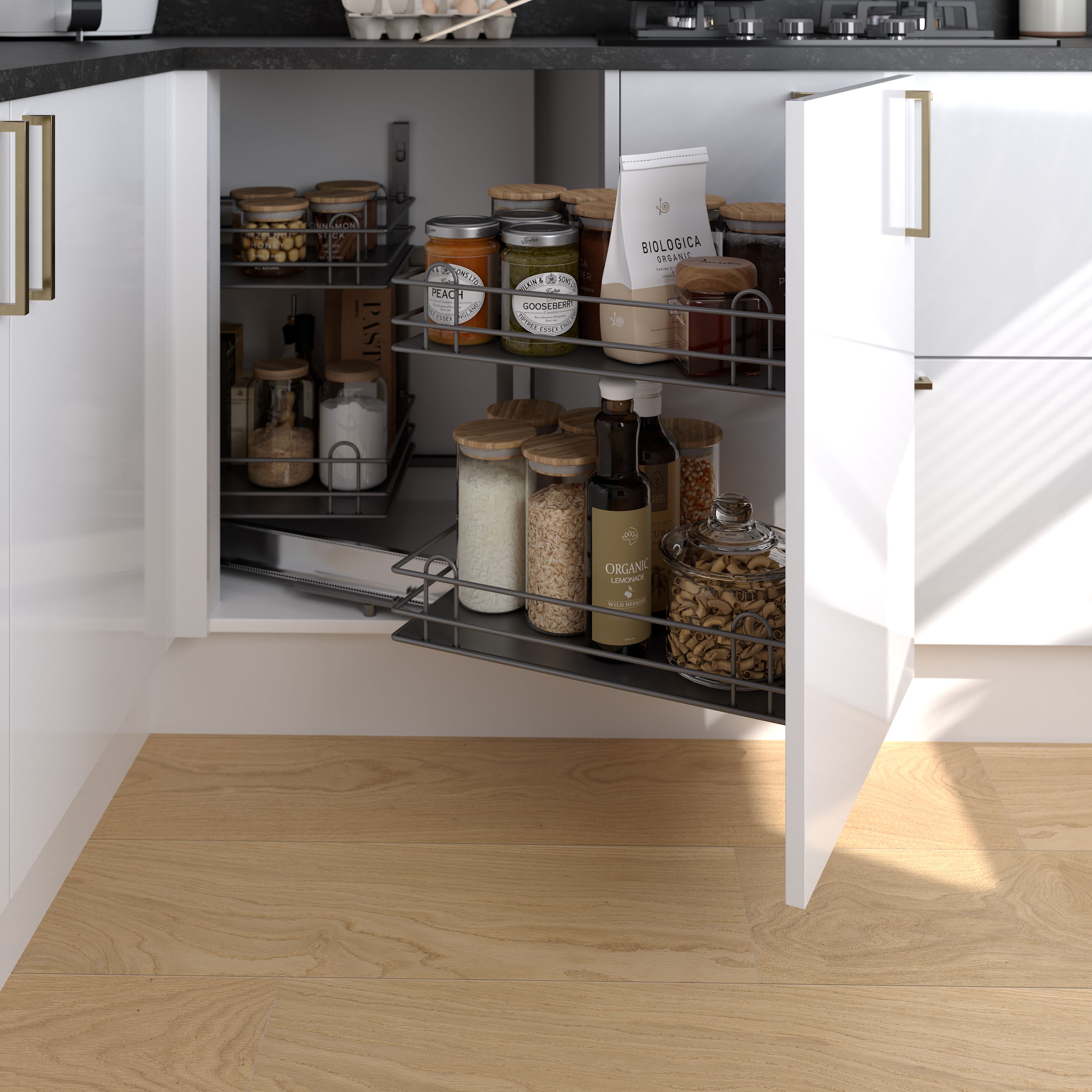GoodHome Pebre Grey Soft-open LH 50cm Pull-out storage