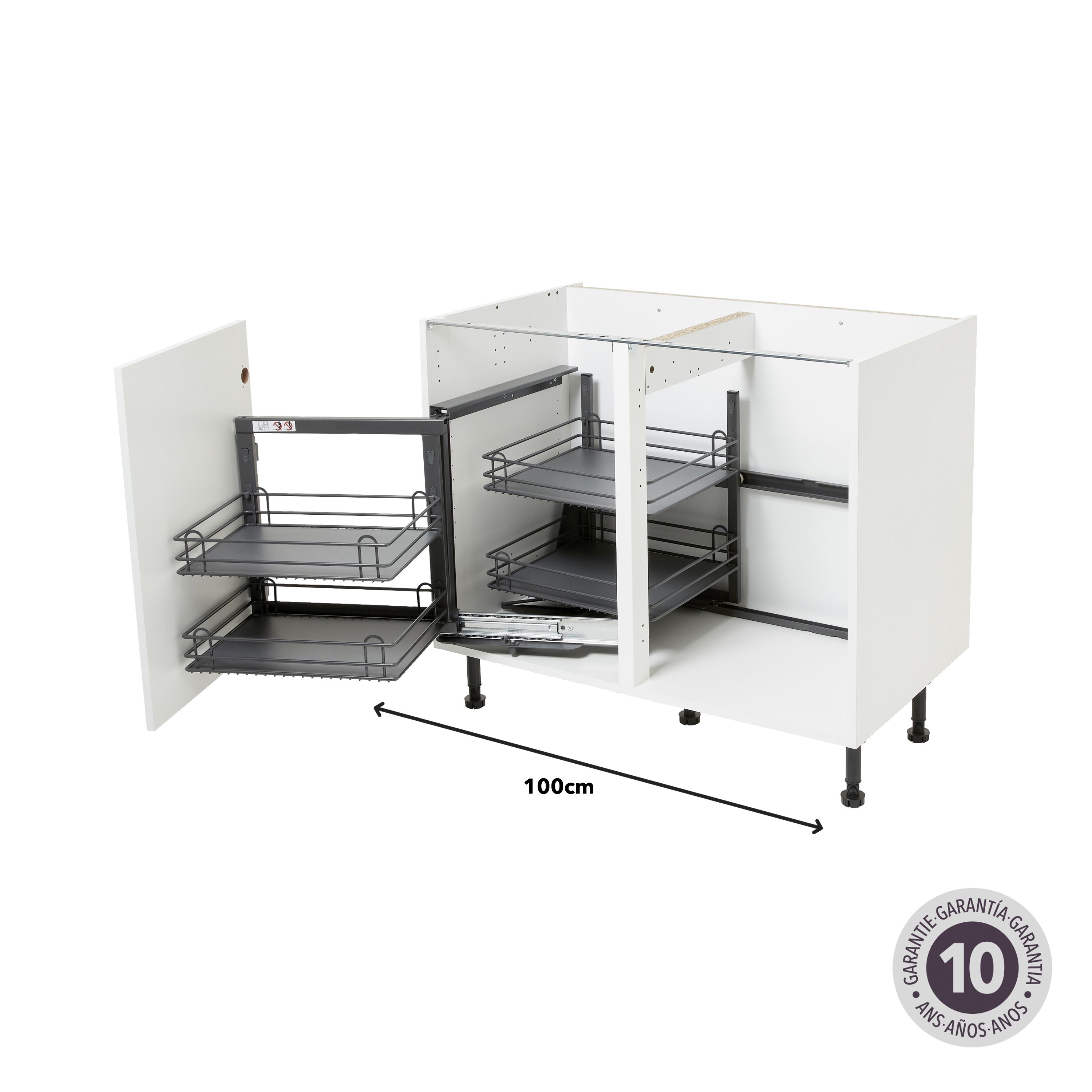 GoodHome Pebre Grey Soft-open LH 50cm Pull-out storage