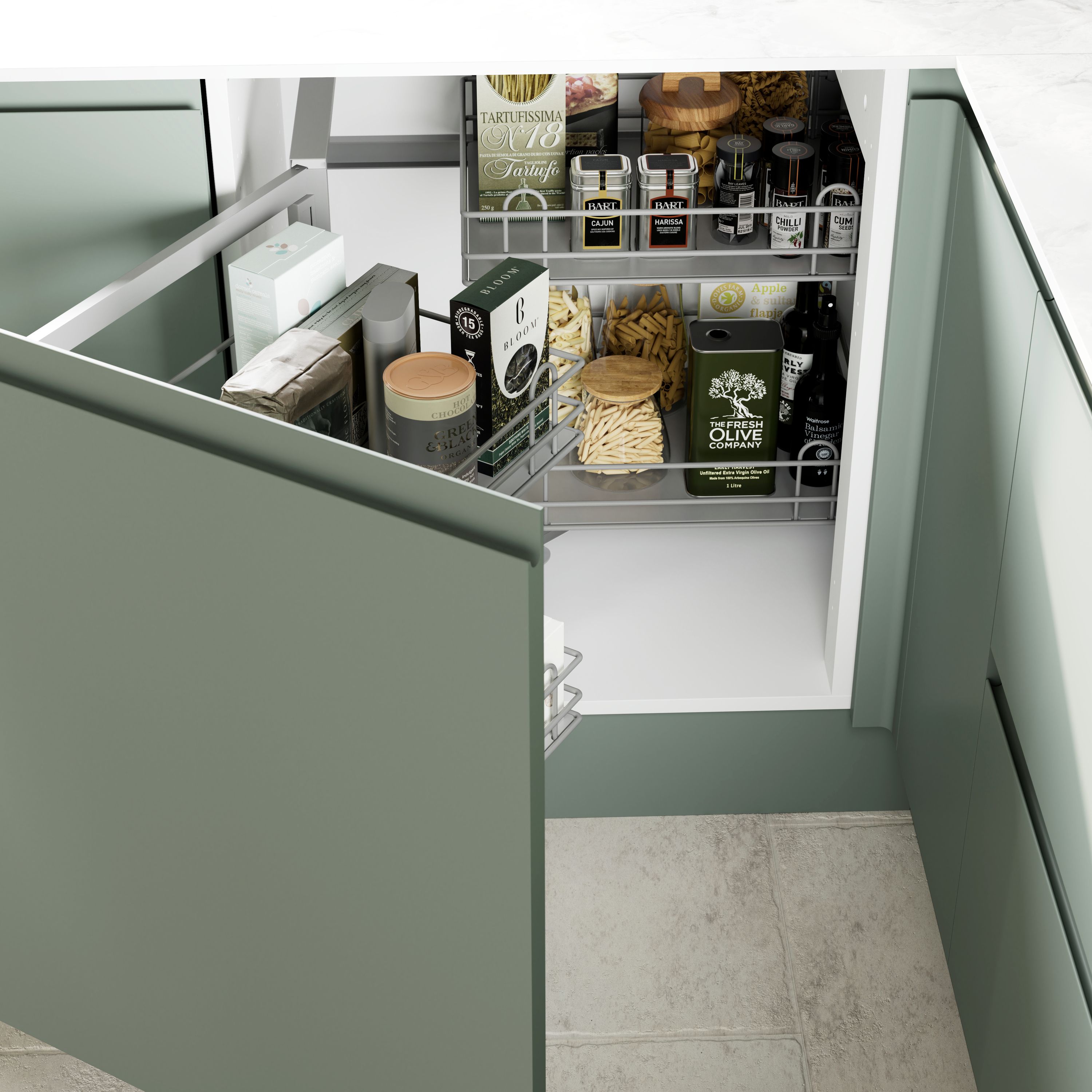 GoodHome Pebre Grey Soft-open LH 50cm Pull-out storage