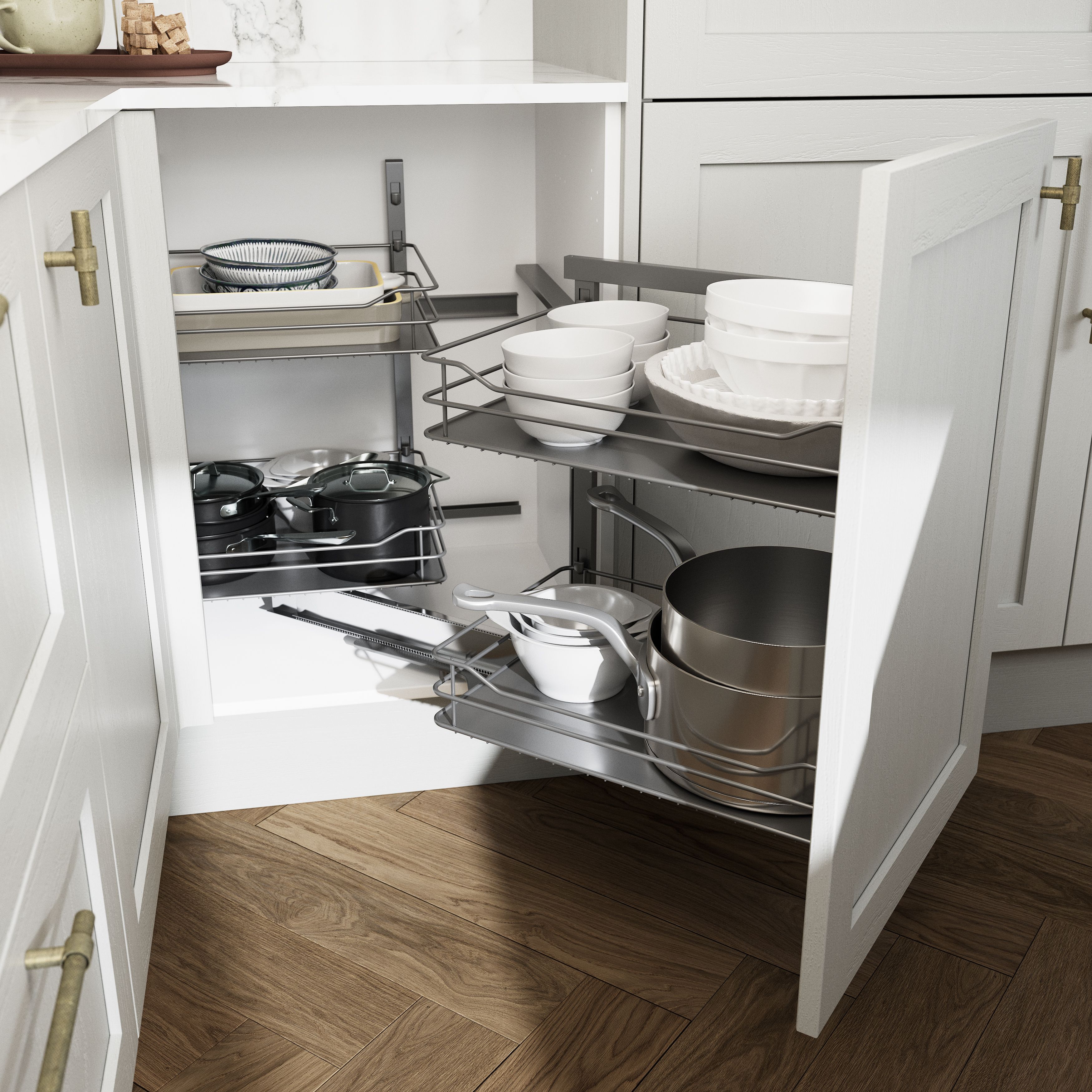 GoodHome Pebre Grey Soft-open LH 50cm Pull-out storage