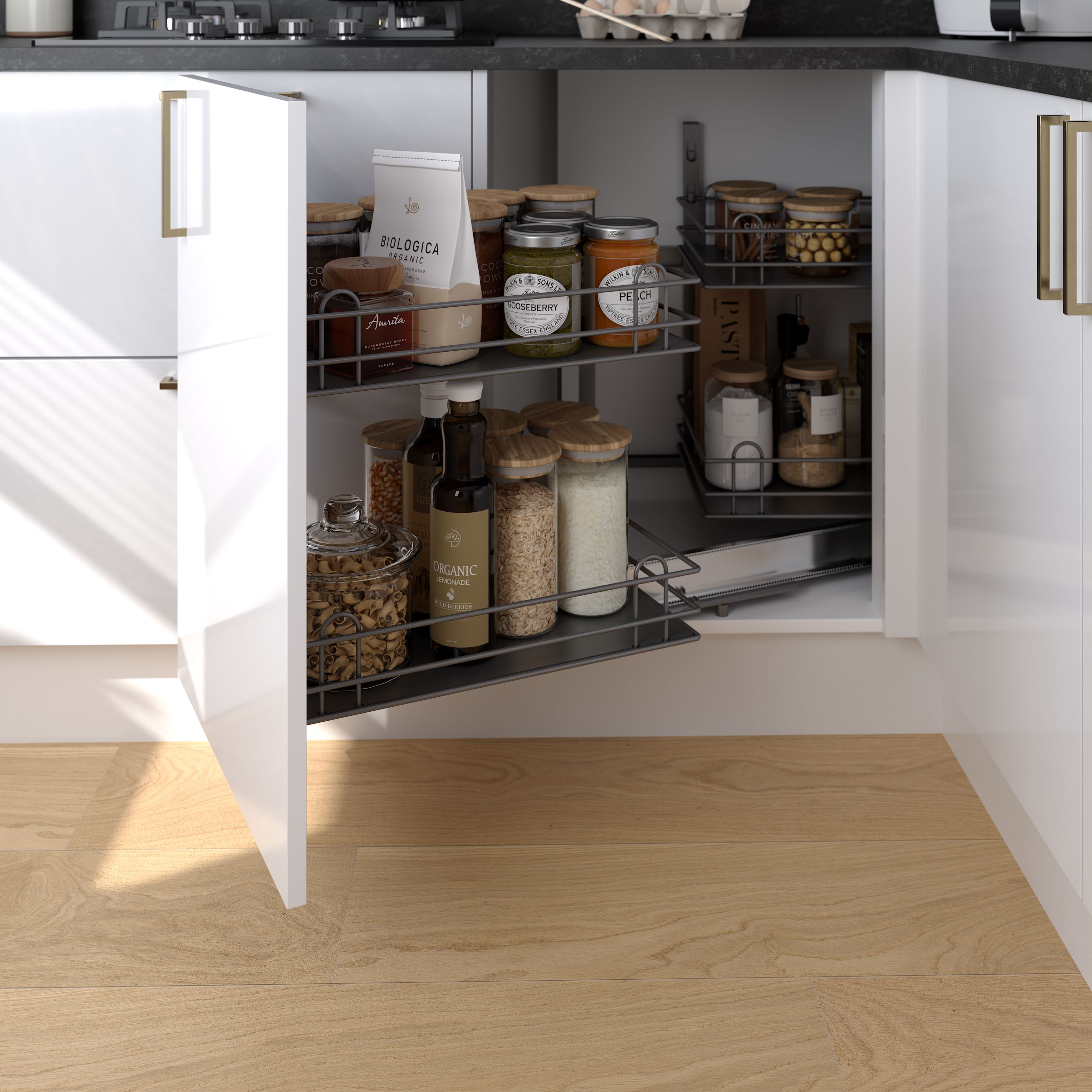 GoodHome Pebre Grey Soft-open RH 50cm Pull-out storage