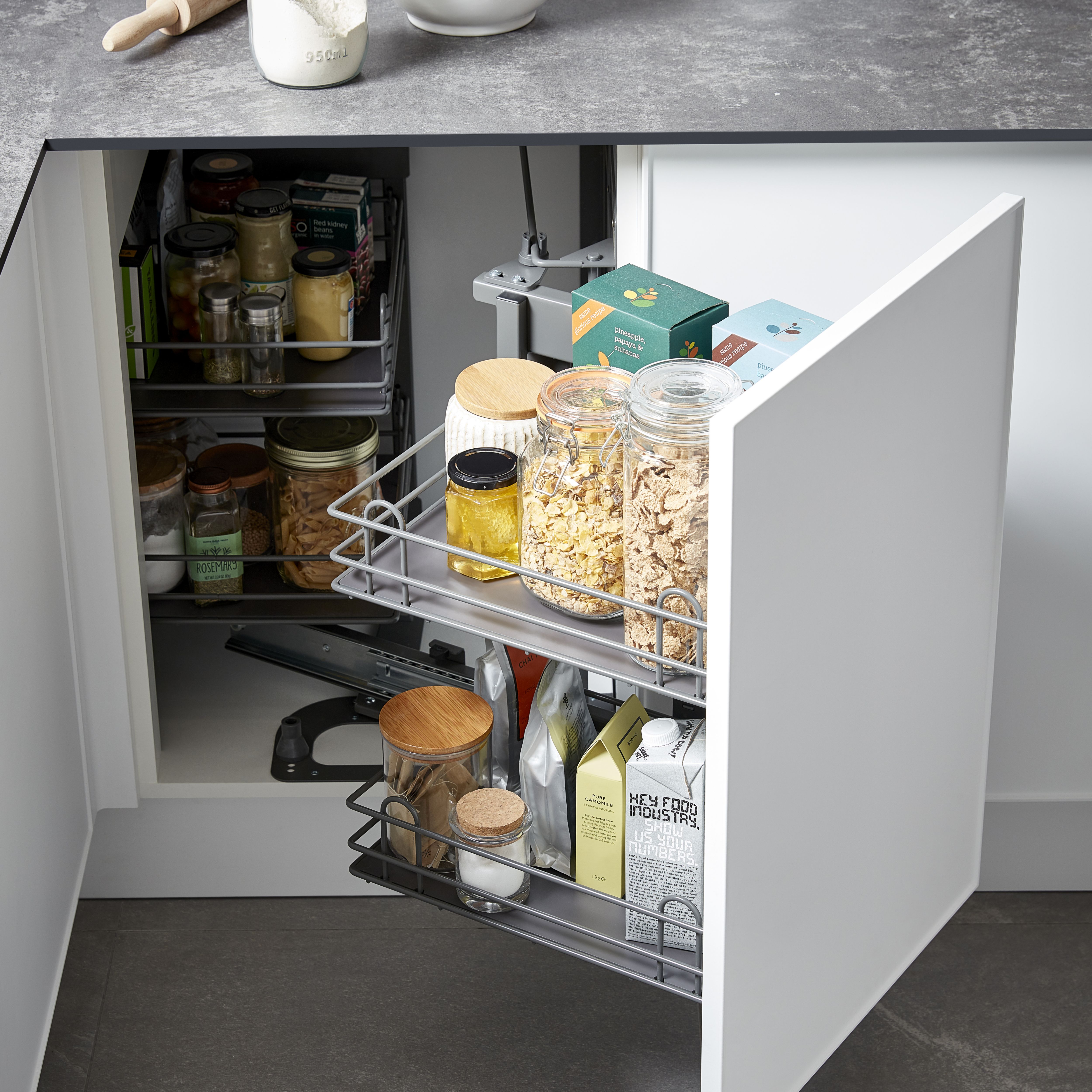 GoodHome Pebre Grey Soft-open RH 50cm Pull-out storage
