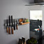 GoodHome Pecel Grey Magnetic Bamboo & magnetic rubber Shelving