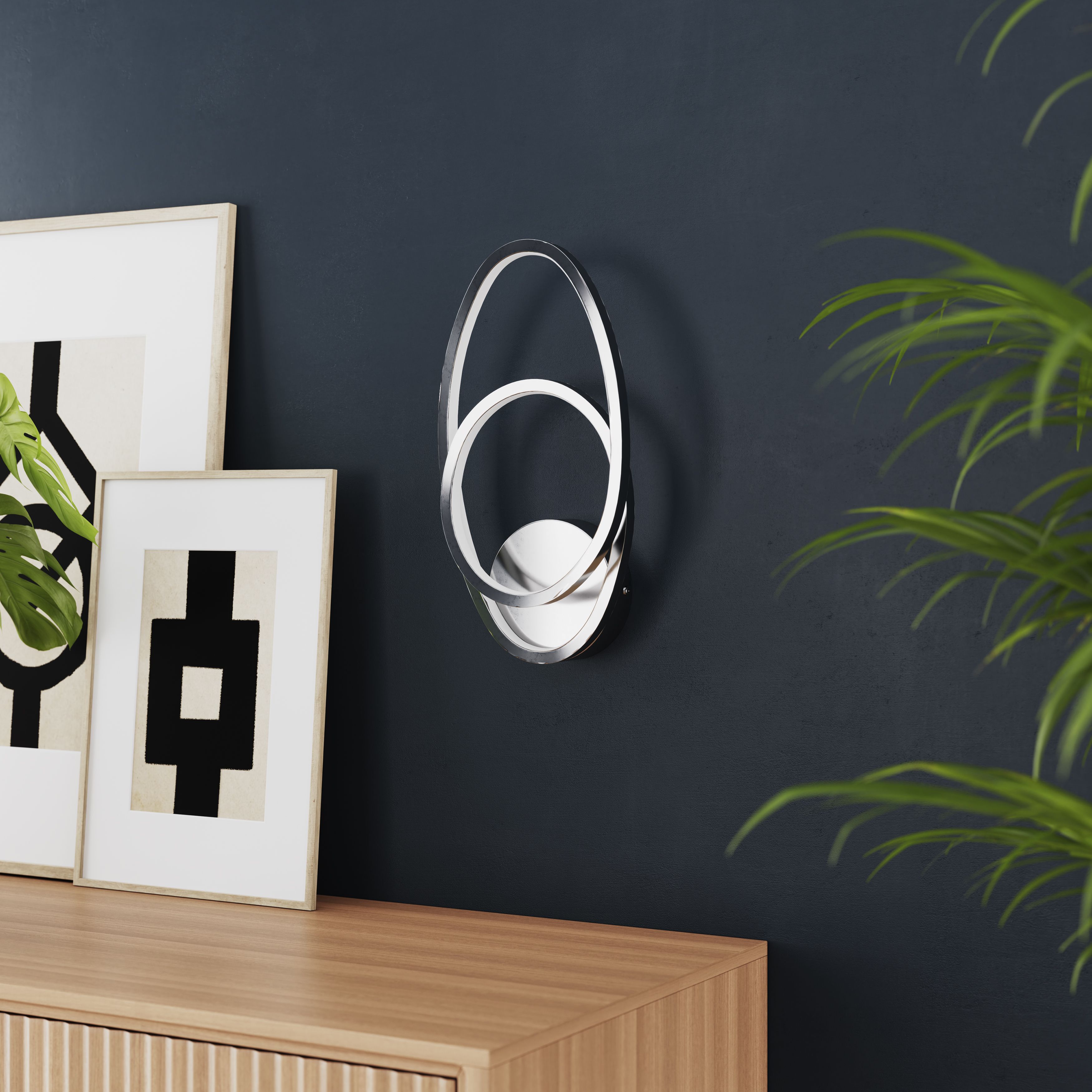 GoodHome Pegmati Modern Silver effect Wired LED Wall light