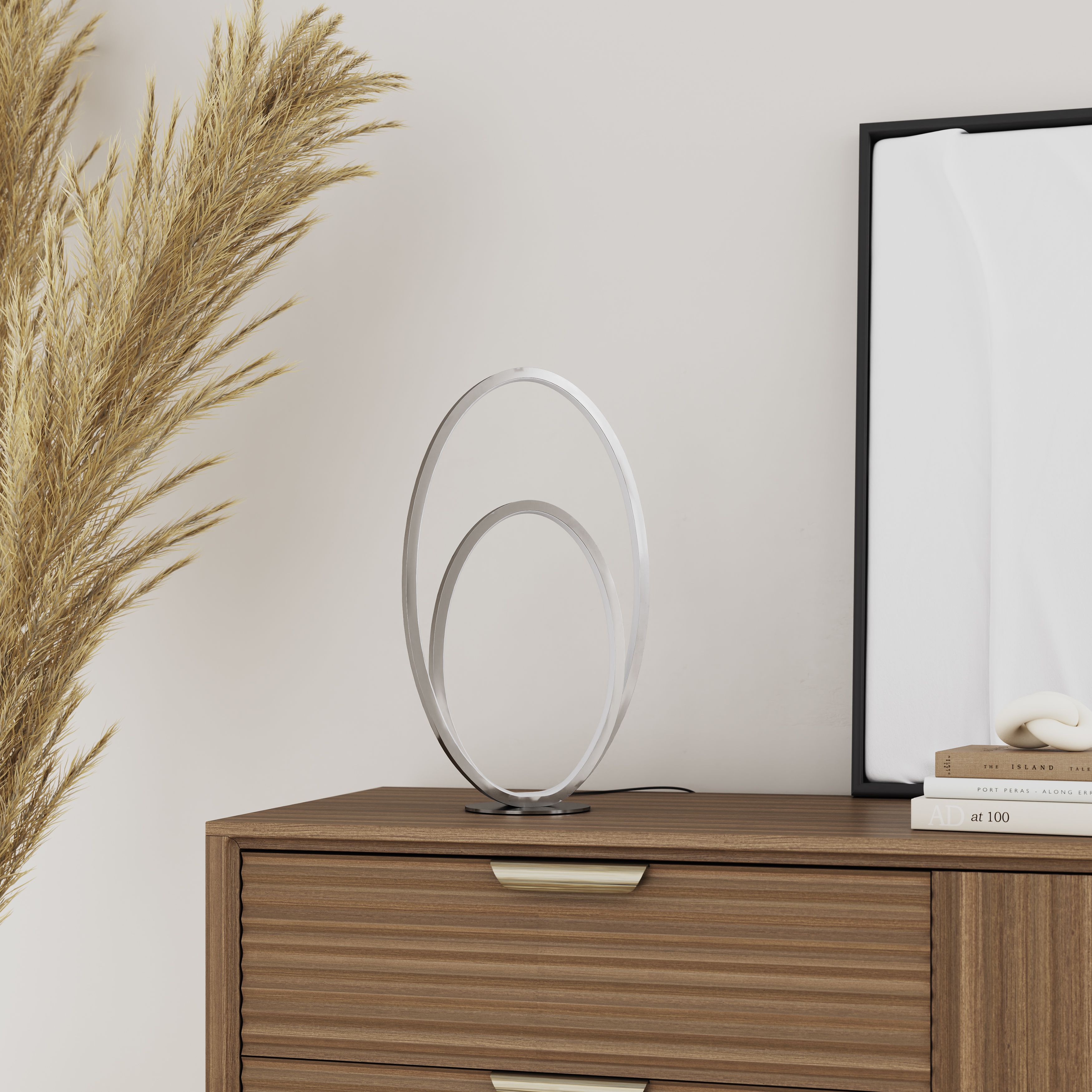 GoodHome Pegmati Silver effect Integrated LED Table lamp