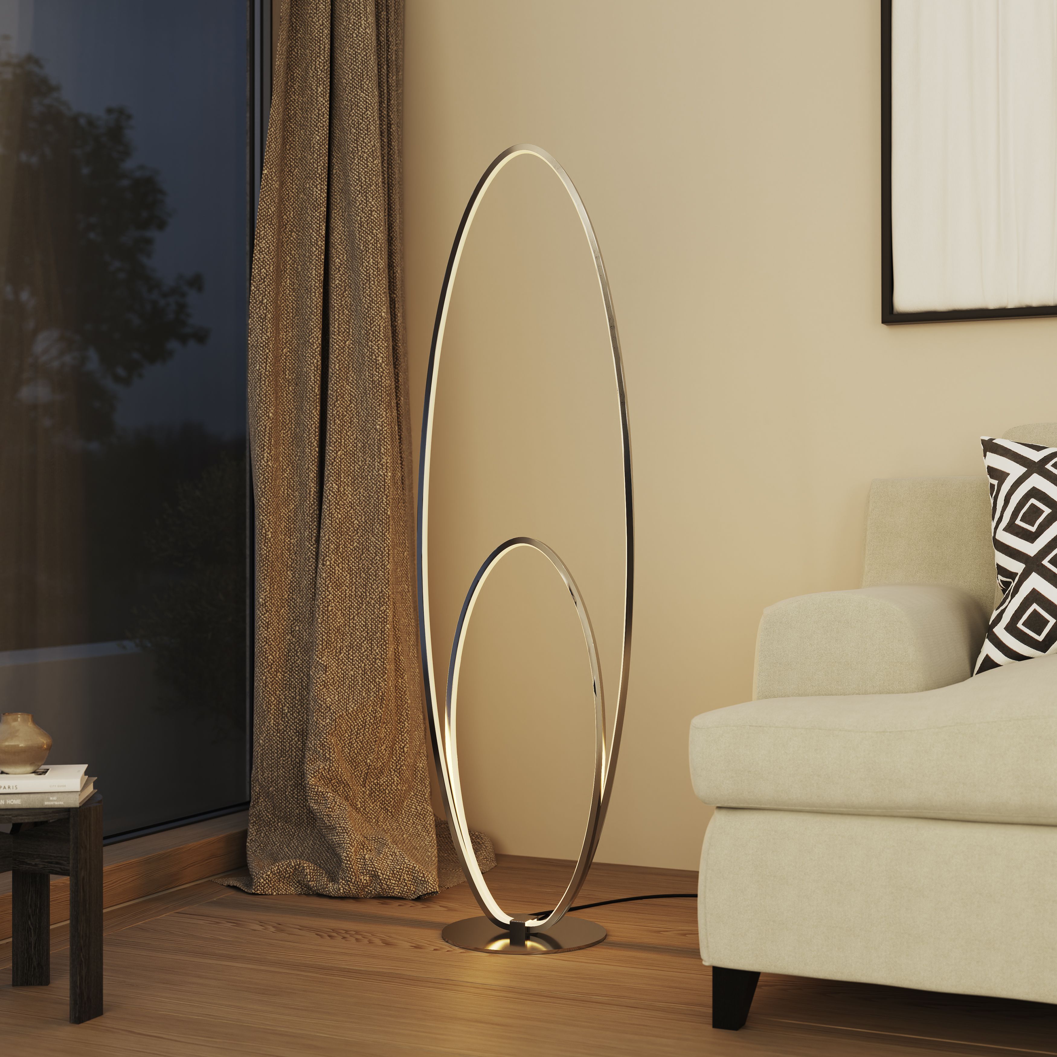 GoodHome Pegmati Silver effect LED Floor lamp