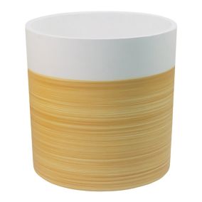 GoodHome Penan White Wood effect Cement Round Plant pot (Dia)38cm