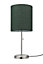 GoodHome Penistone Brushed Green Chrome effect Straight Table lamp