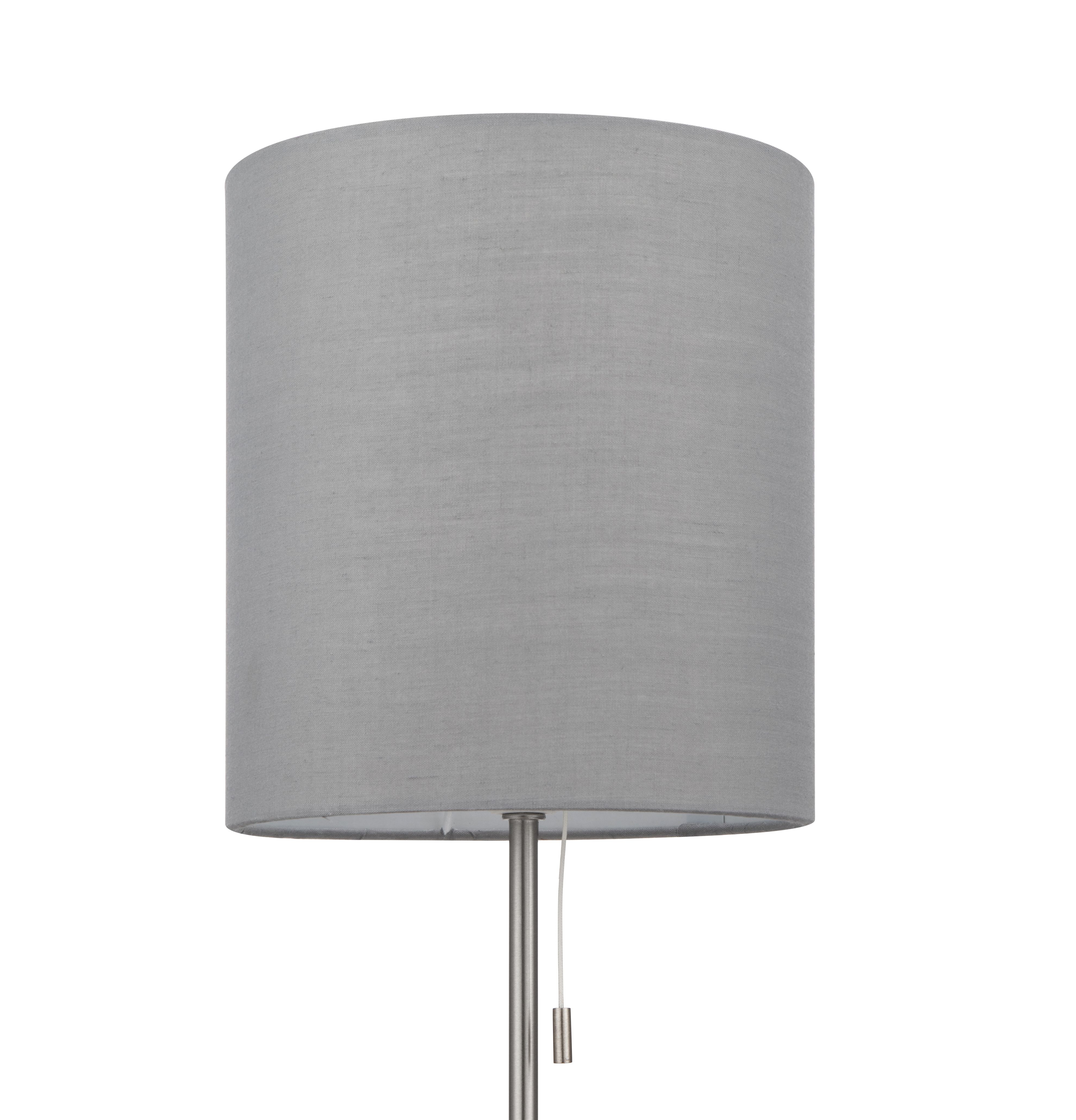 GoodHome Penistone Brushed Grey Chrome effect Straight Table lamp