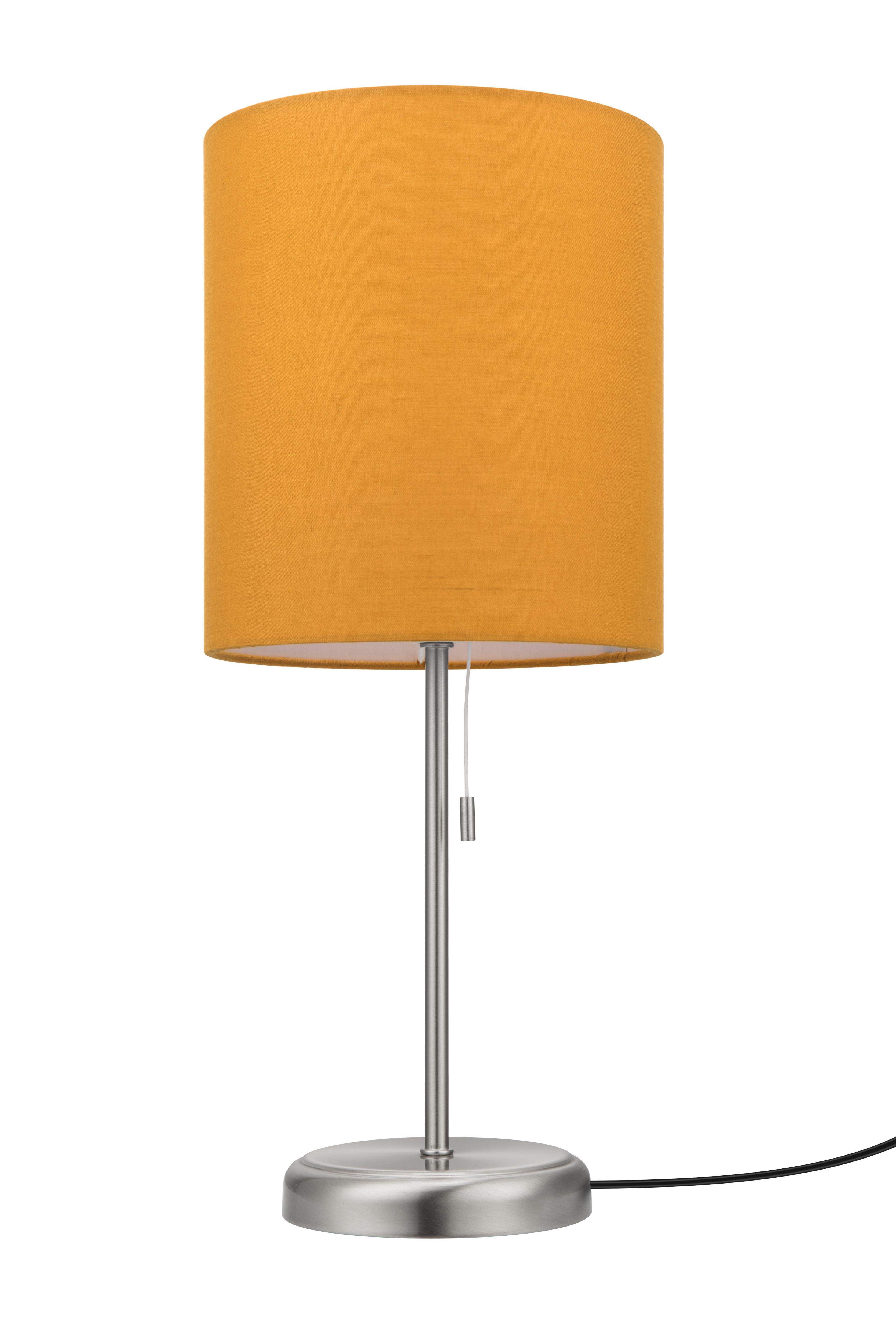 GoodHome Penistone Straight Brushed Mustard Chrome effect Table lamp