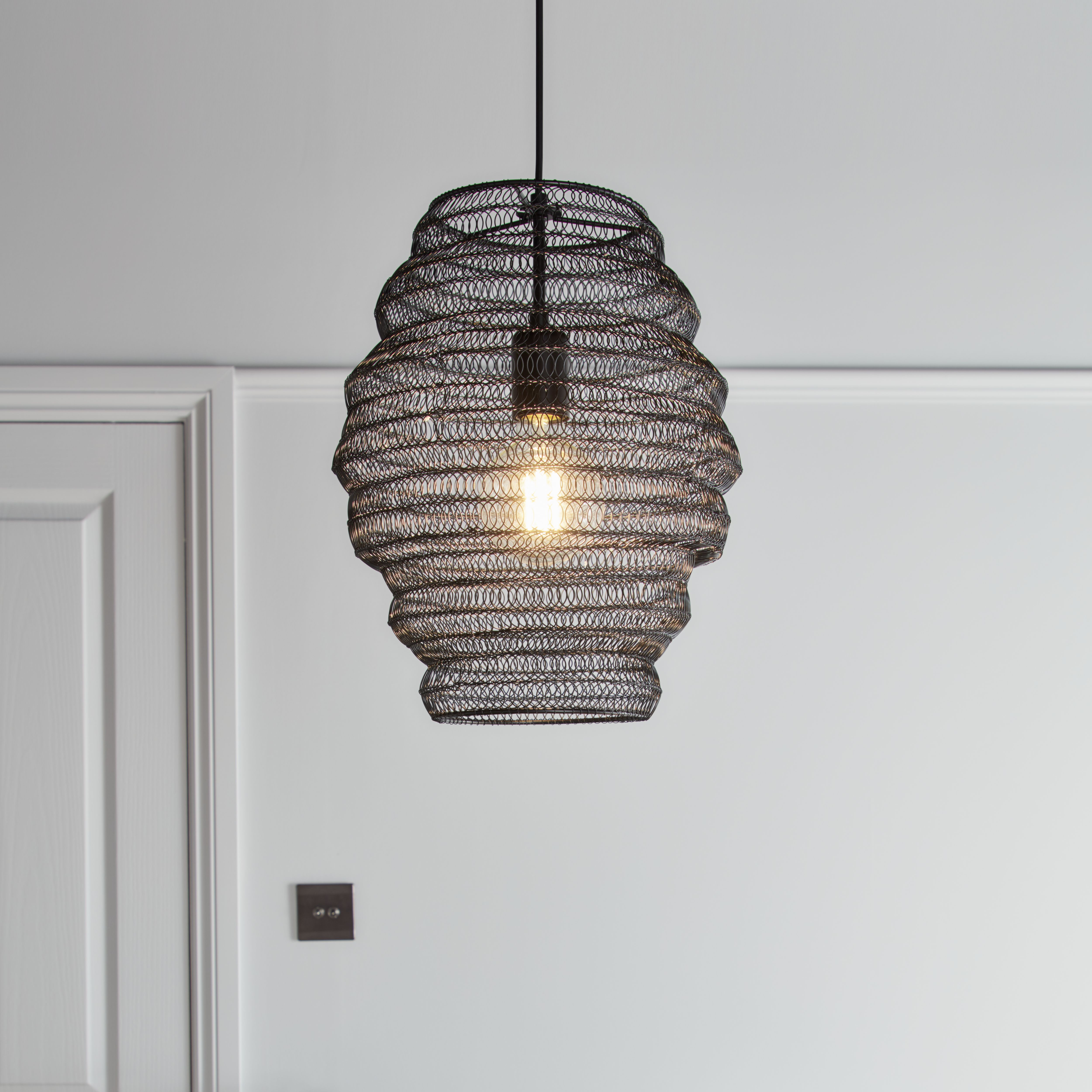 GoodHome Pepalu Matt Black Pendant ceiling light, (Dia)300mm