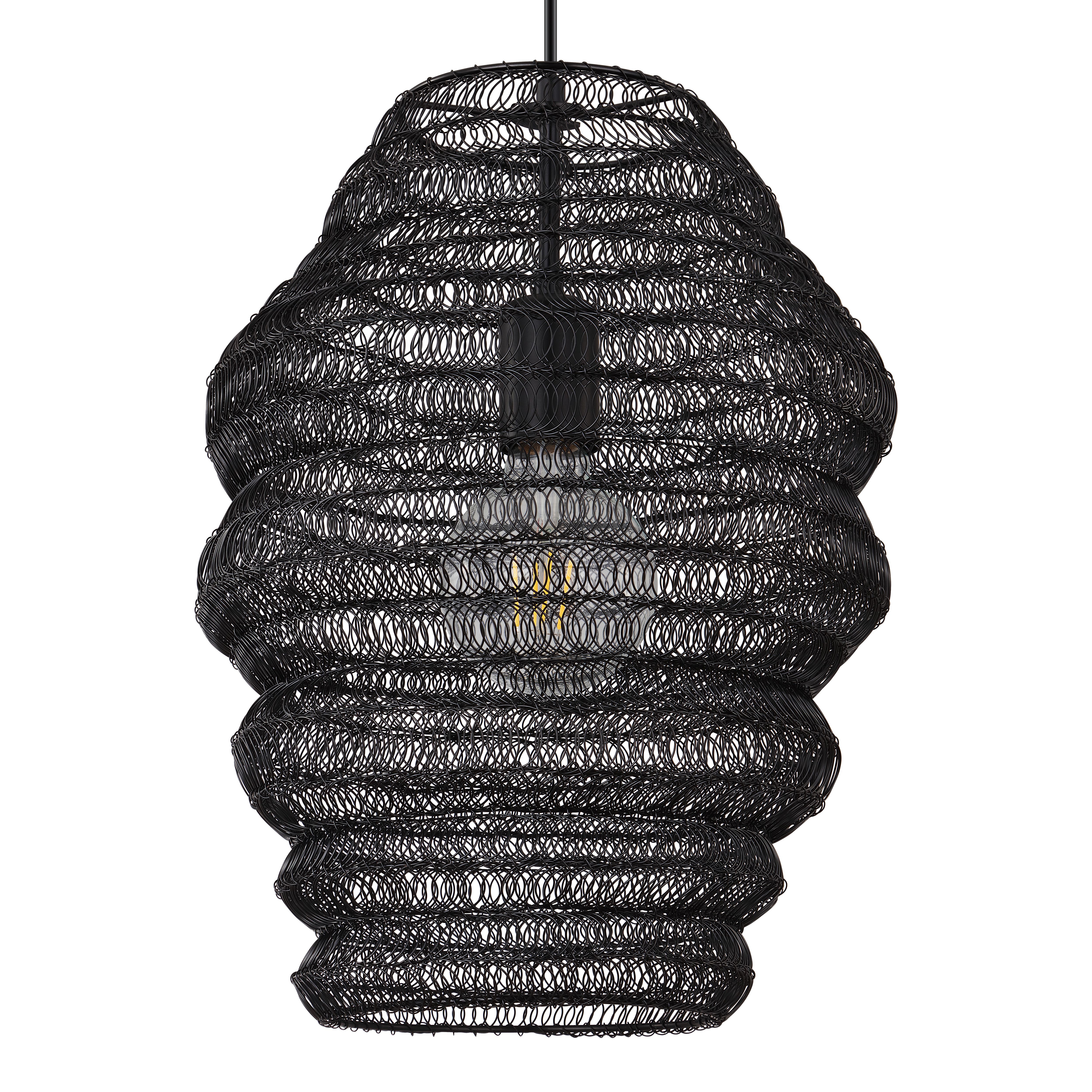GoodHome Pepalu Matt Black Pendant ceiling light, (Dia)300mm