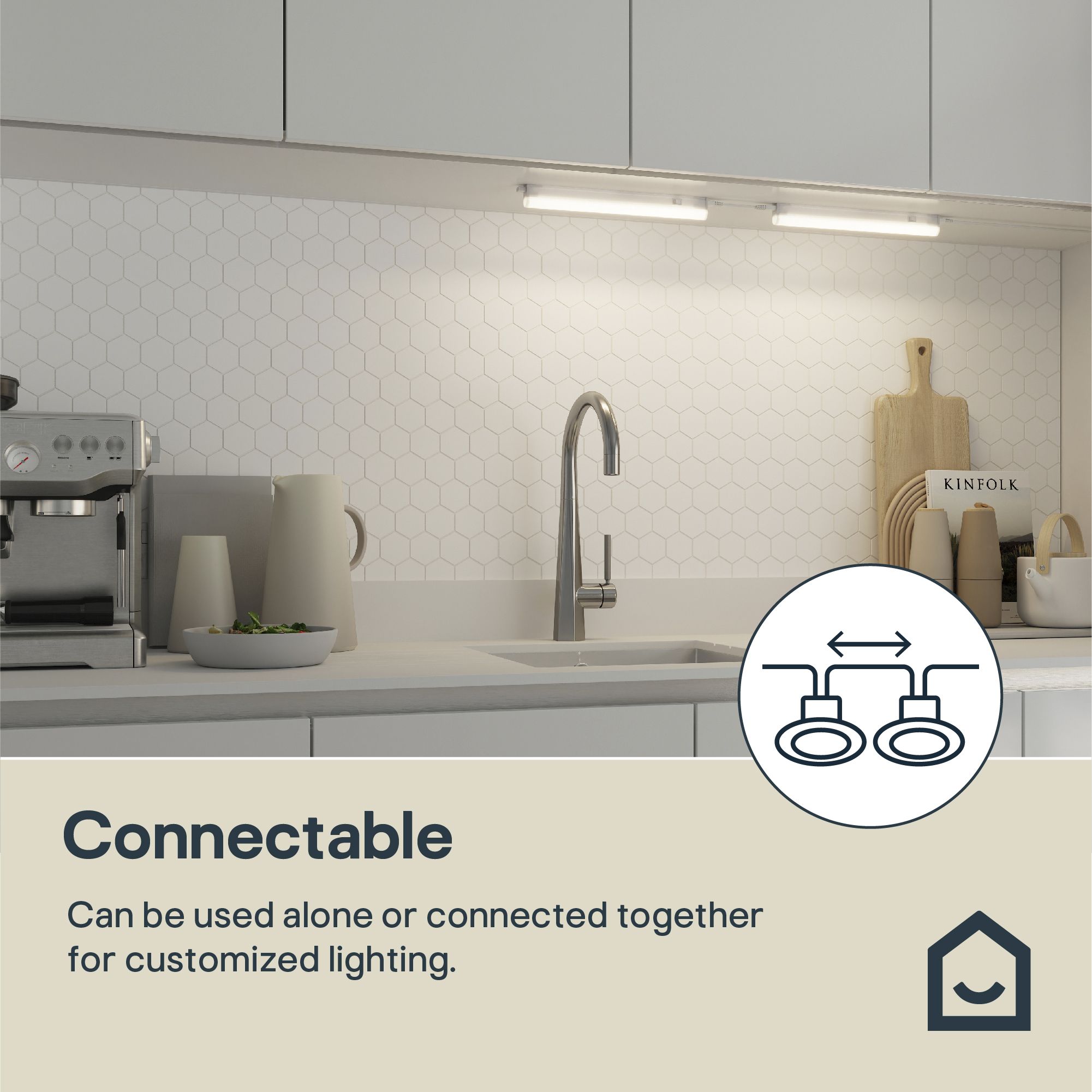 GoodHome Periera White Mains-powered LED Neutral white Under cabinet light - IP20 (L)312mm (W)24mm