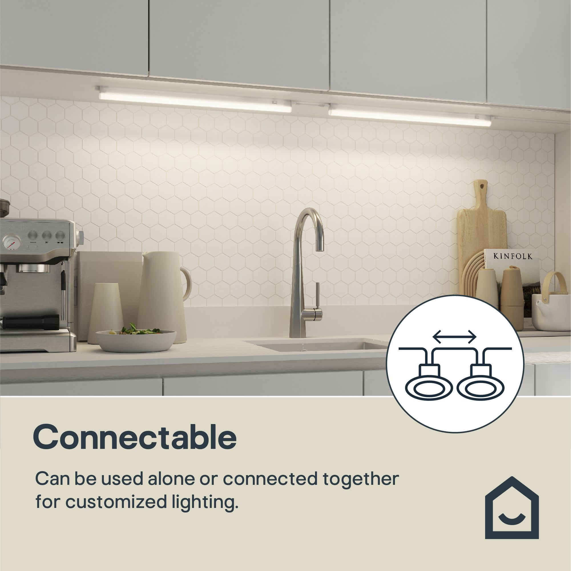 GoodHome Periera White Mains-powered LED Neutral white Under cabinet light - IP20 (L)562mm (W)24mm