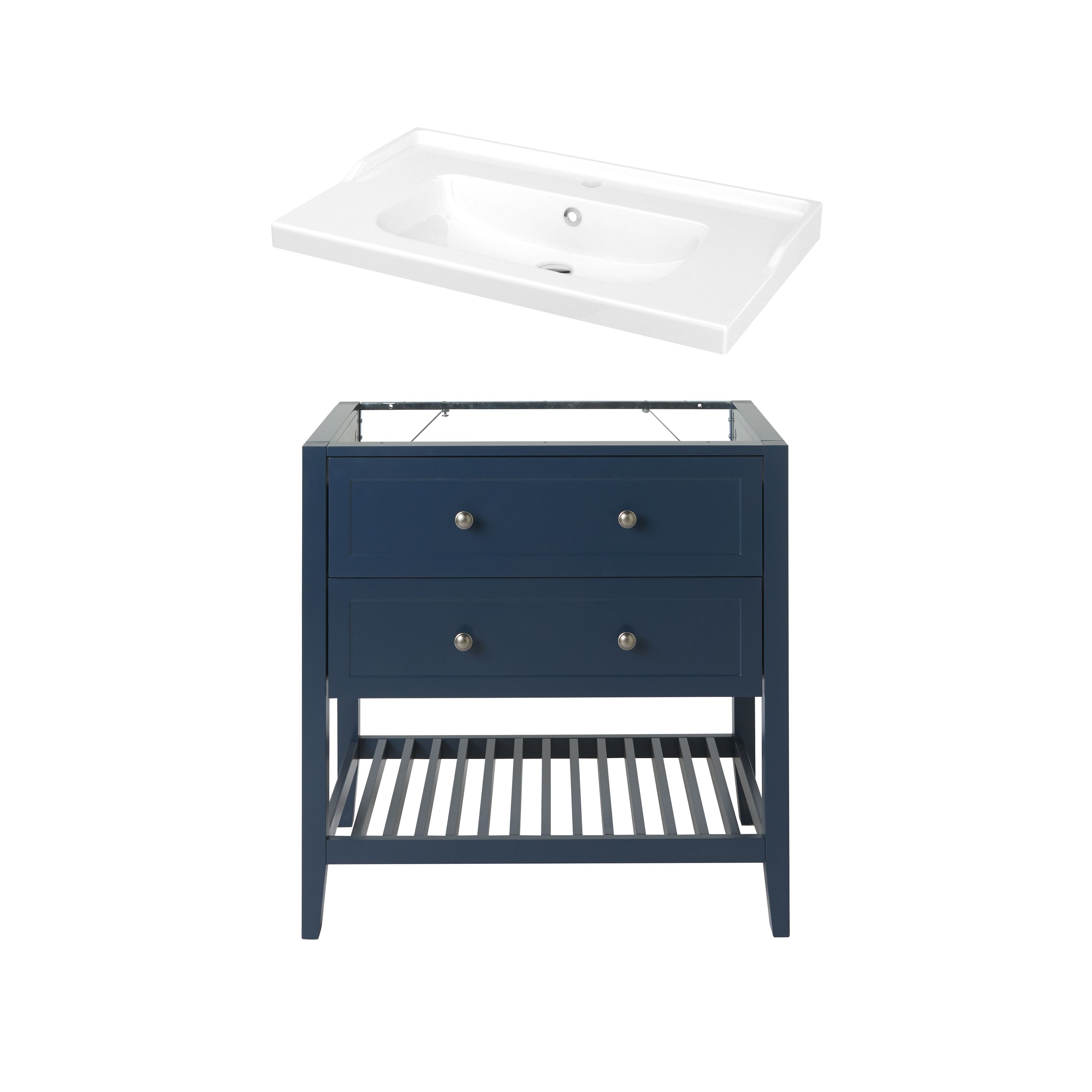 GoodHome Perma Blue Freestanding Vanity unit & basin set (W)804mm (H