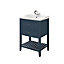 GoodHome Perma Satin Blue Bathroom Vanity unit (H)80.6cm (W)60cm
