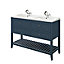 GoodHome Perma Satin Blue Freestanding Bathroom Vanity Cabinet (W)1200mm (H)806mm