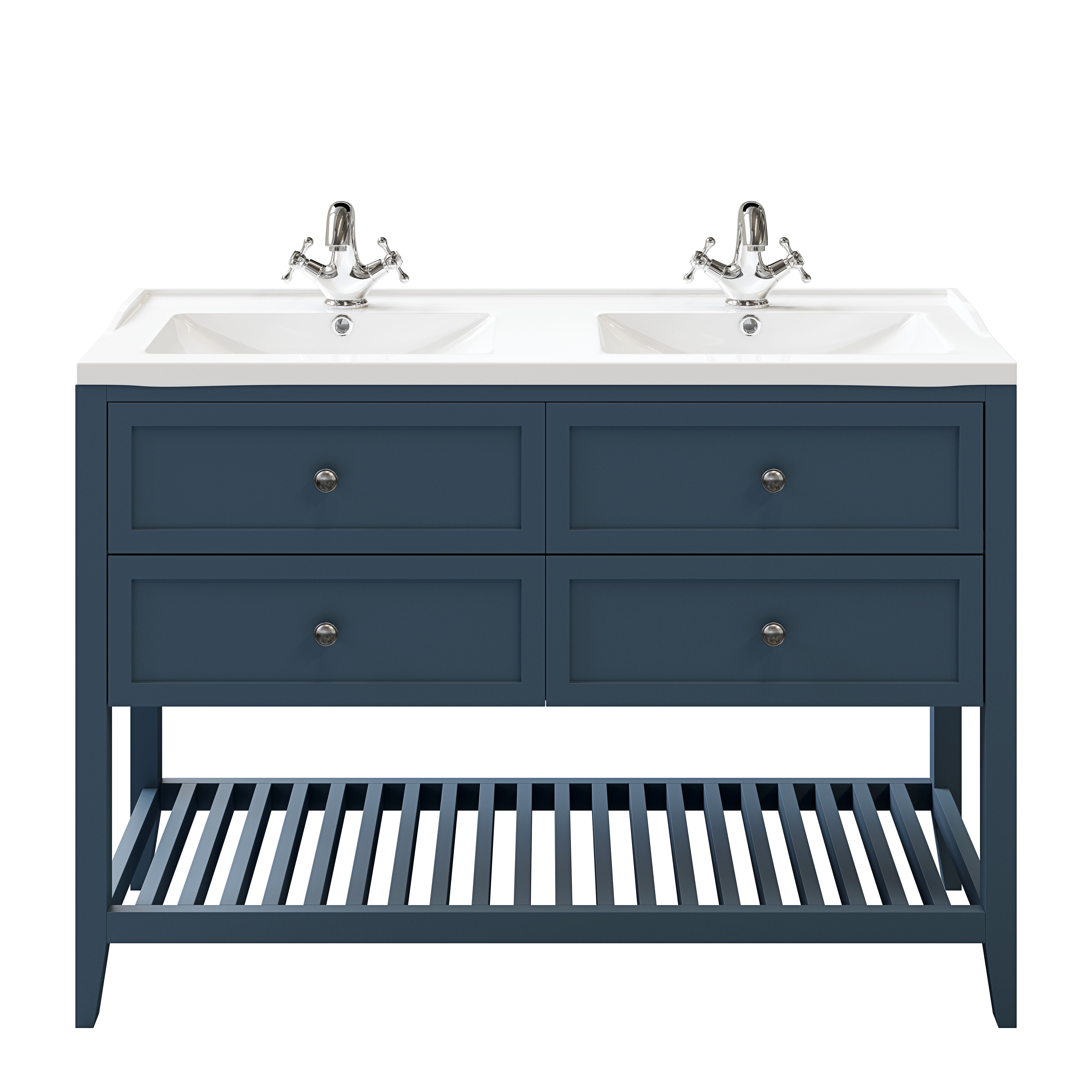 GoodHome Perma Satin Blue Freestanding Bathroom Vanity unit (H) 806mm (W) 1200mm