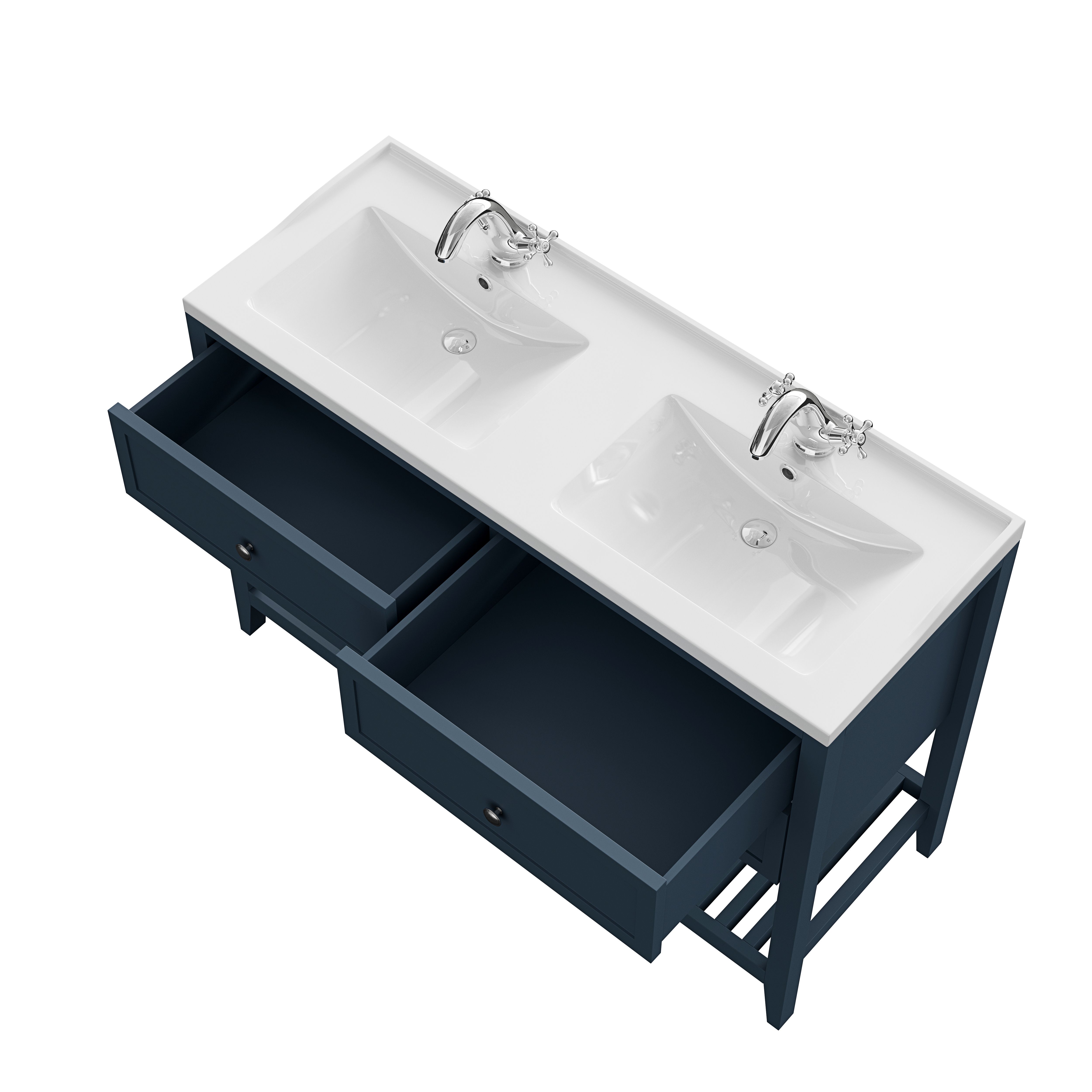 GoodHome Perma Satin Blue Freestanding Bathroom Vanity unit (H) 806mm (W) 1200mm