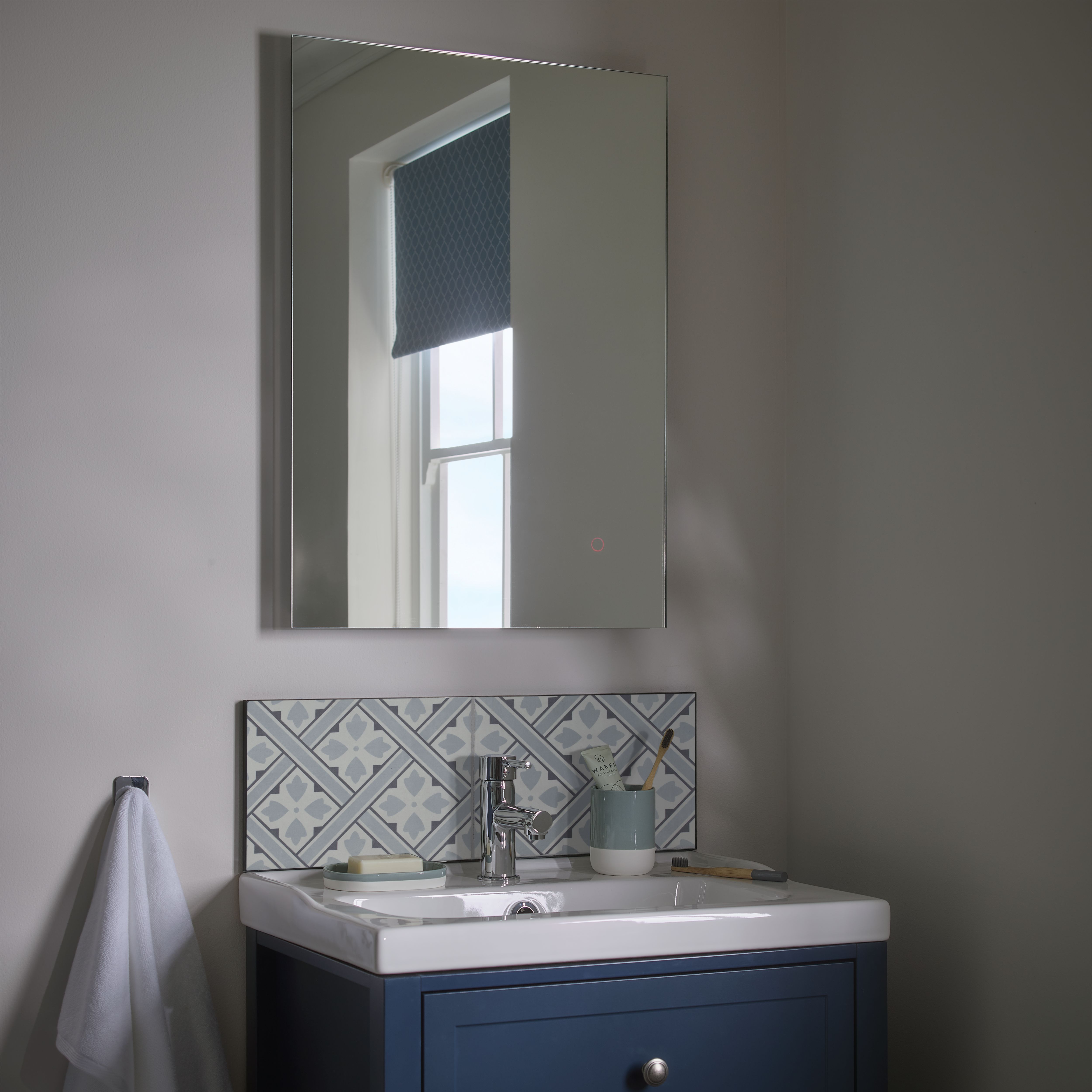 GoodHome Perma Satin Blue Freestanding Bathroom Vanity unit (H) 806mm (W) 600mm