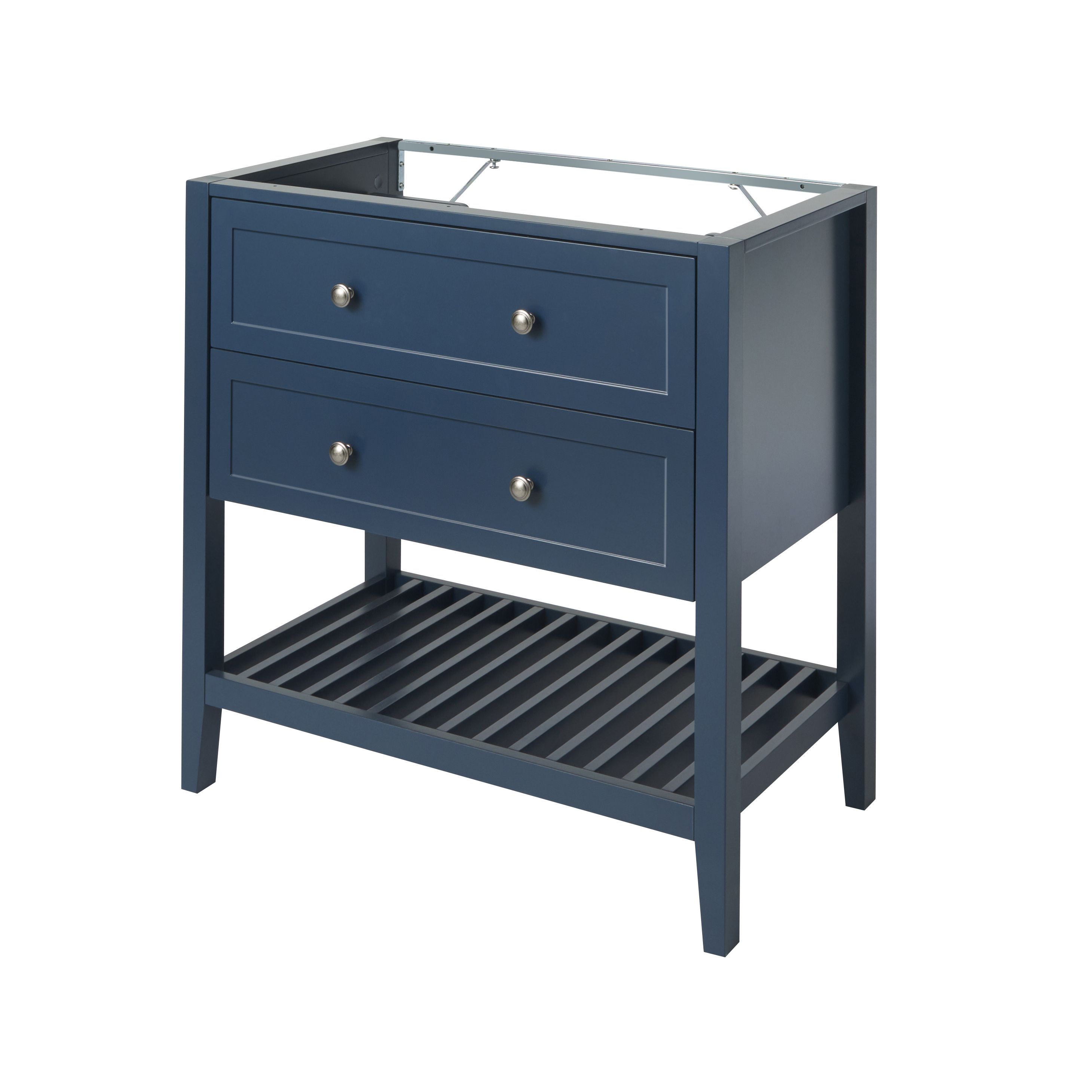 GoodHome Perma Satin Blue Freestanding Bathroom Vanity unit (H) 806mm ...