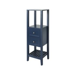 GoodHome Perma Satin Blue Tall Freestanding Bathroom Cabinet (W)402mm (H)1200mm