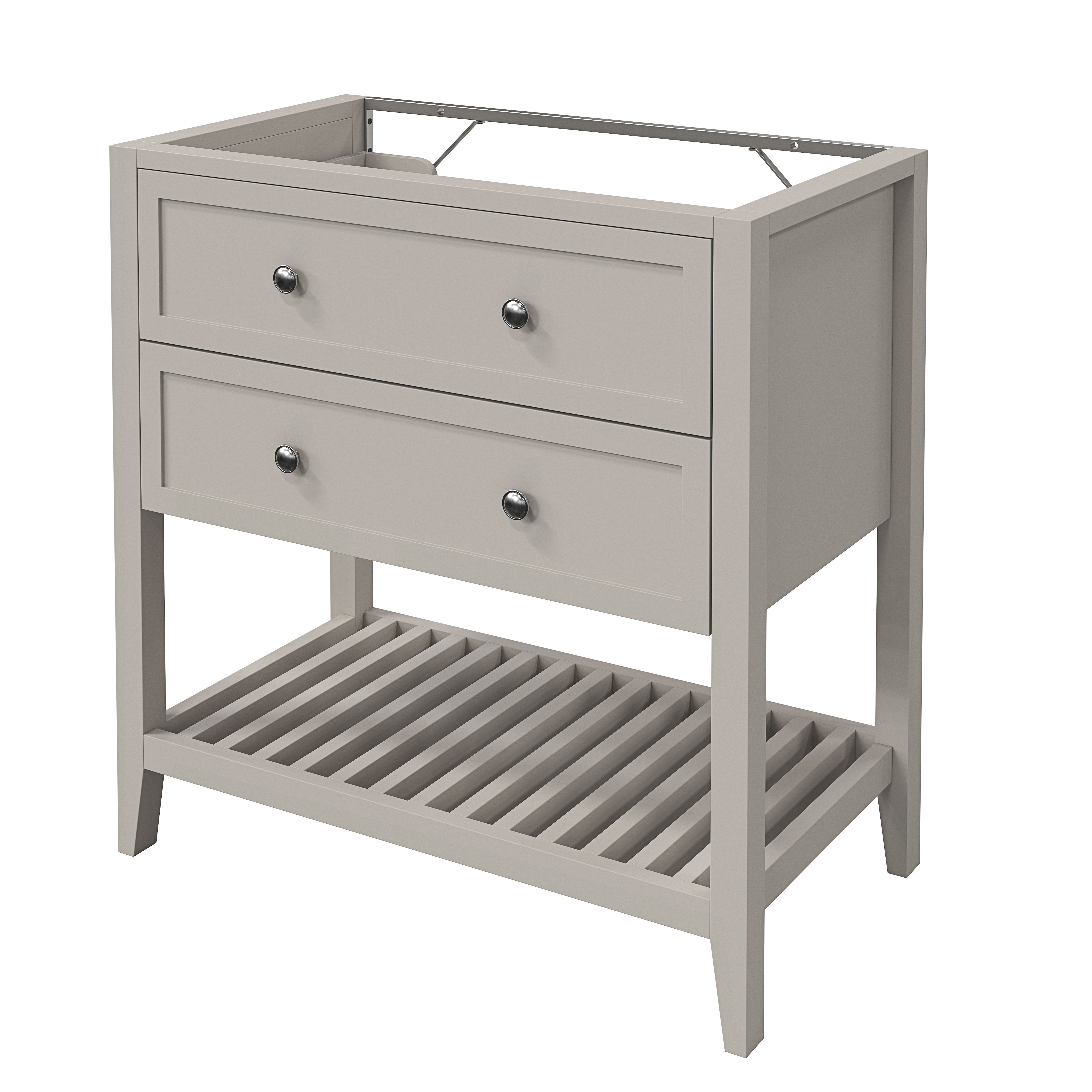 GoodHome Perma Satin Grey Bathroom Vanity unit (H)80.6cm (W)80cm