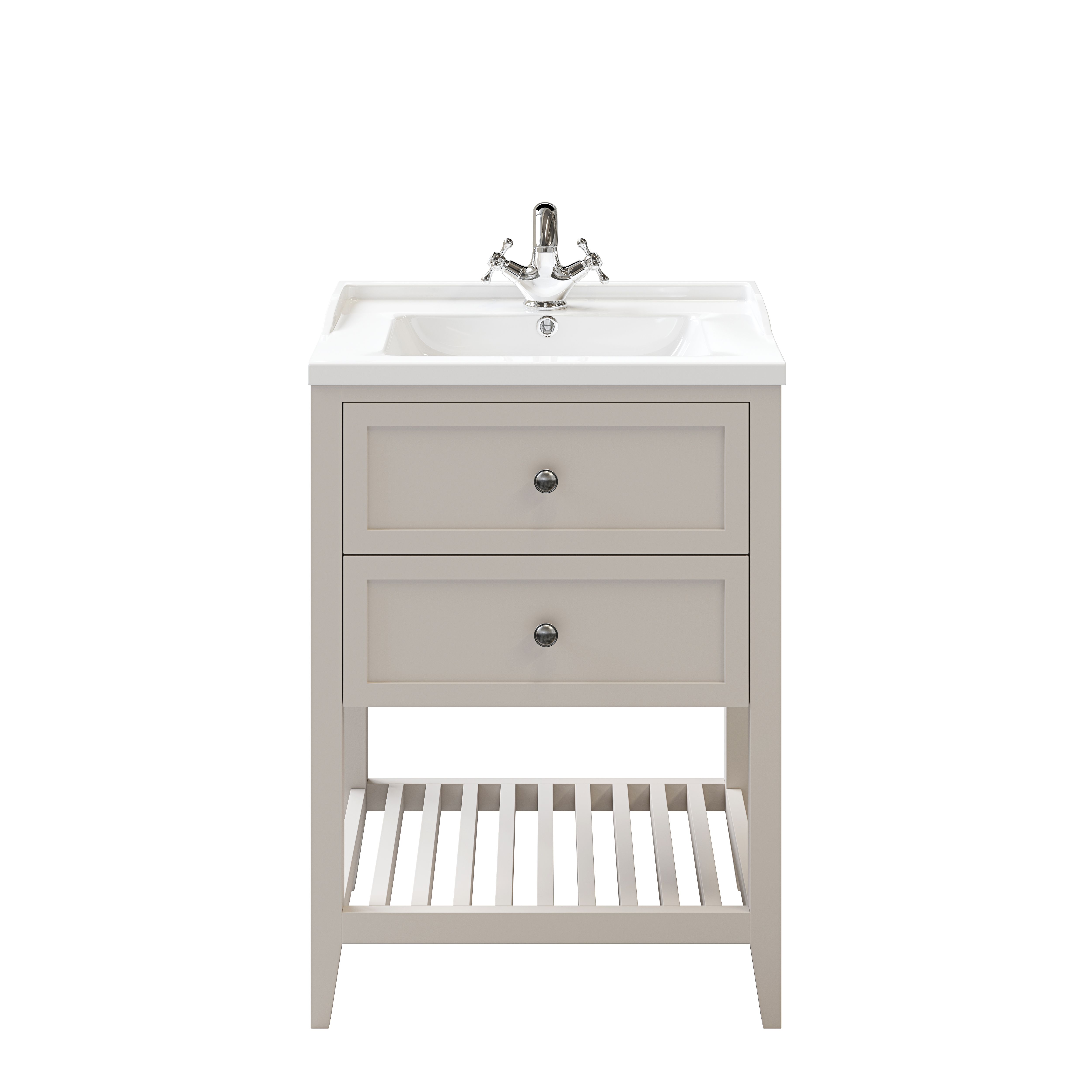 GoodHome Perma Satin Grey Freestanding Bathroom Vanity unit (H) 806mm (W) 600mm