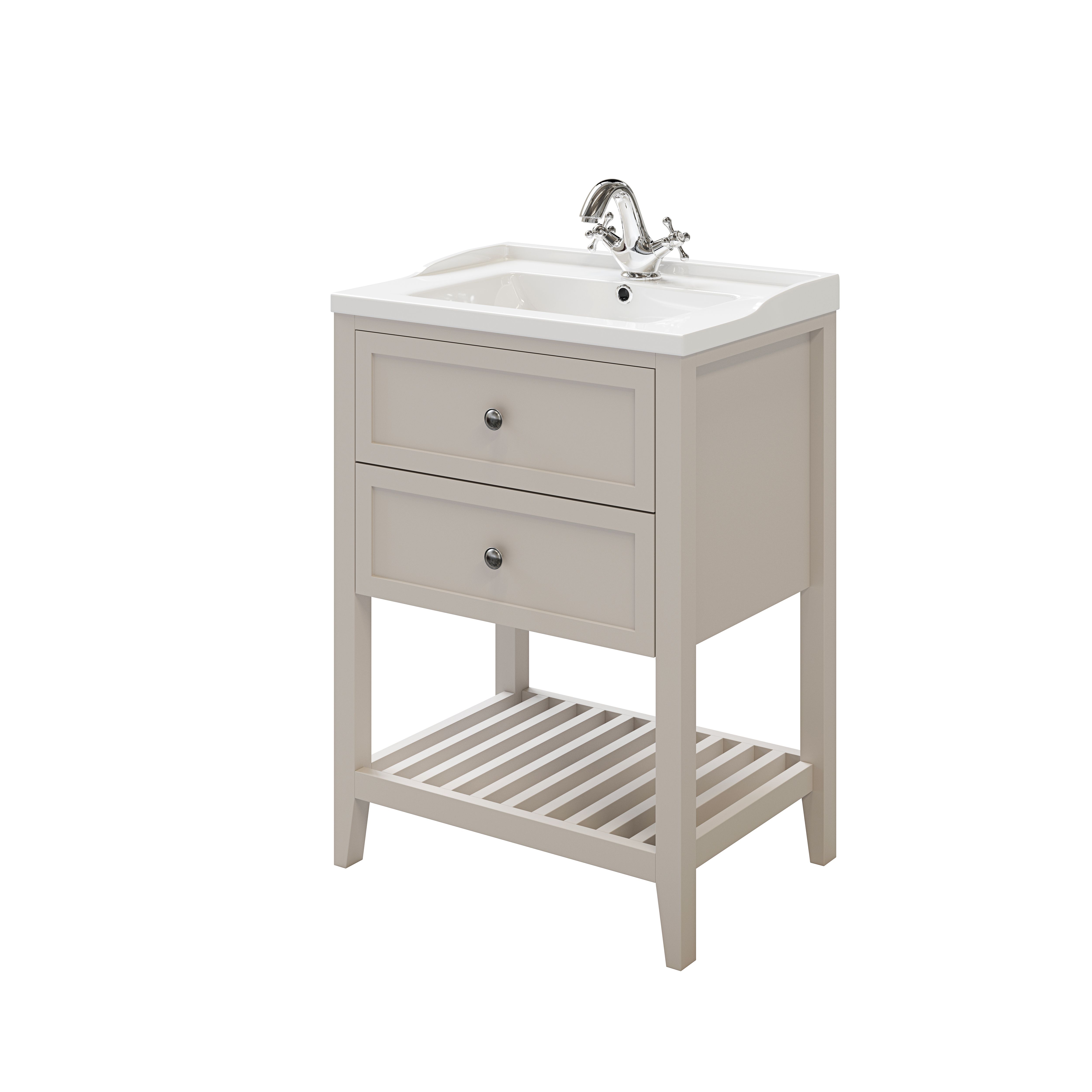 GoodHome Perma Satin Grey Freestanding Bathroom Vanity unit (H) 806mm (W) 600mm