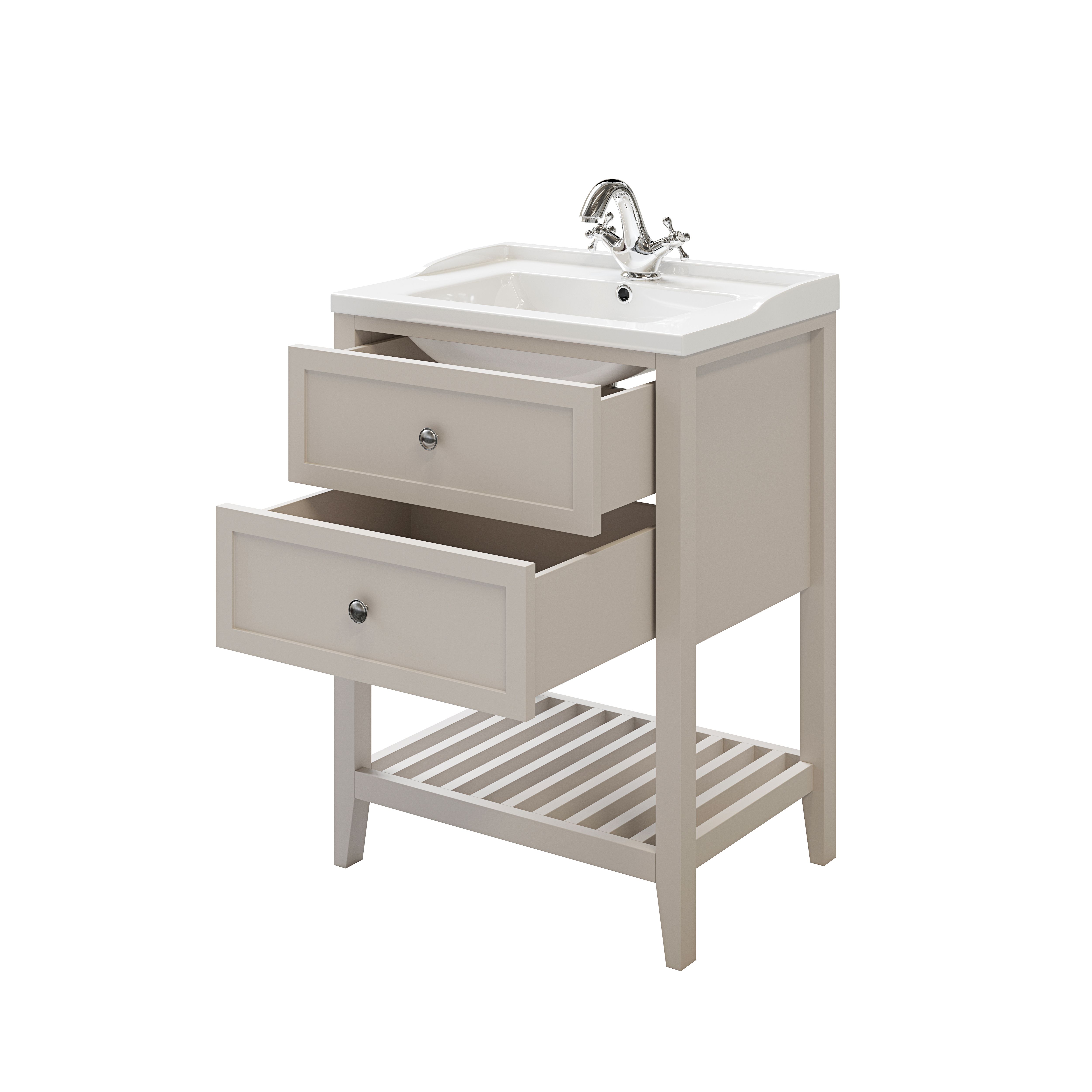GoodHome Perma Satin Grey Freestanding Bathroom Vanity unit (H) 806mm (W) 600mm