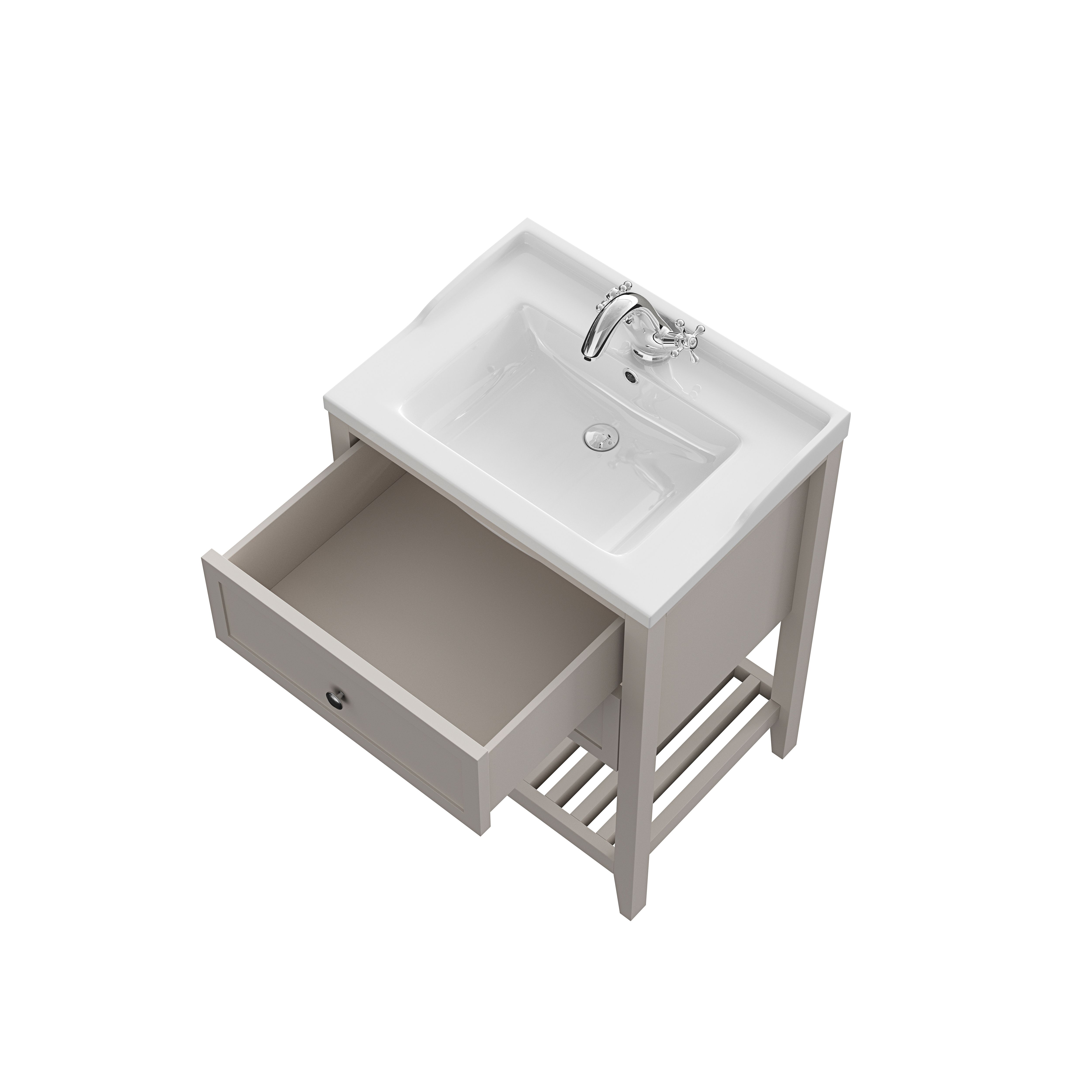 GoodHome Perma Satin Grey Freestanding Bathroom Vanity unit (H) 806mm (W) 600mm