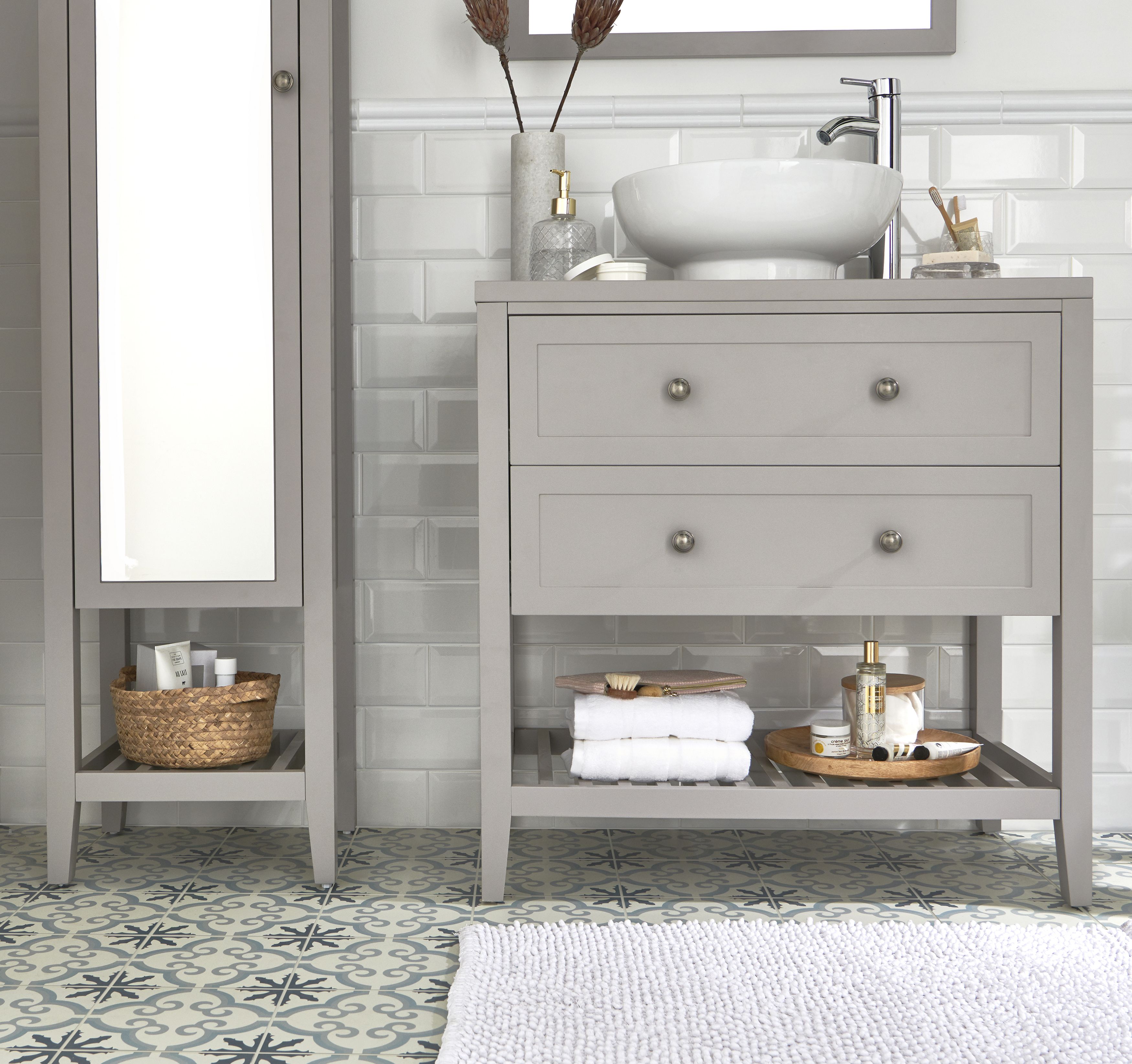 GoodHome Perma Satin Grey Freestanding Bathroom Vanity unit (H) 806mm (W) 600mm