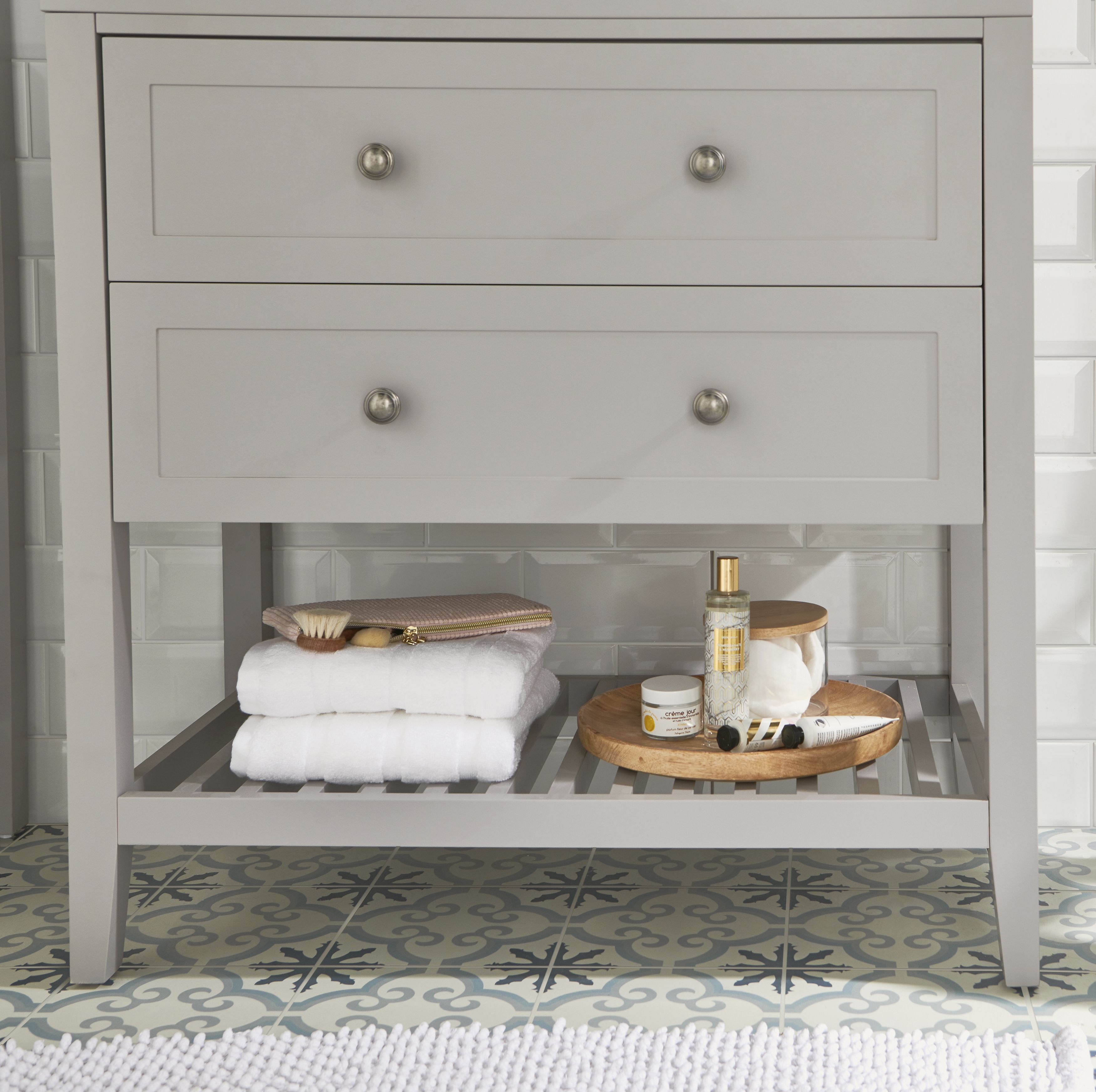 GoodHome Perma Satin Grey Freestanding Bathroom Vanity unit (H) 806mm (W) 600mm
