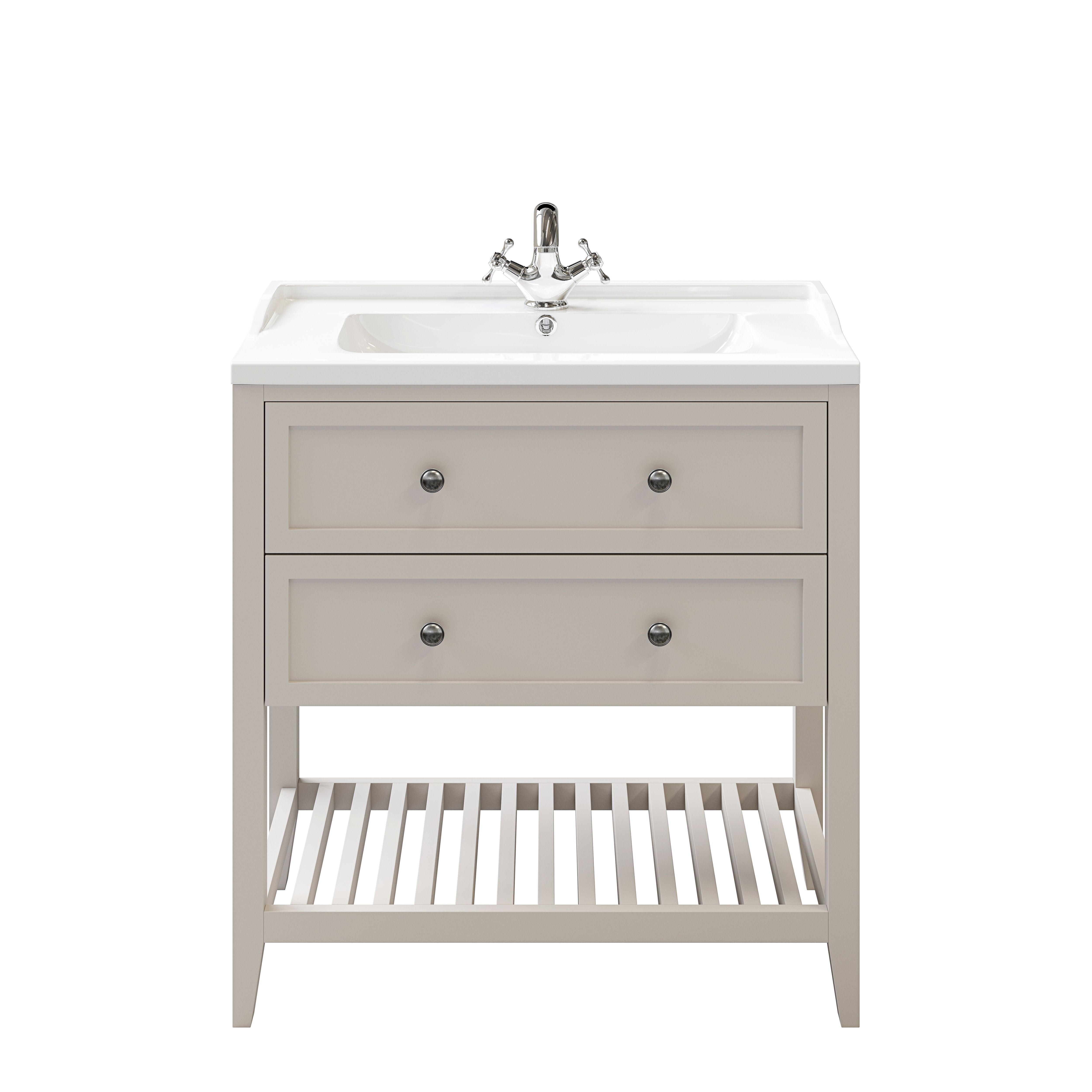 GoodHome Perma Satin Grey Freestanding Bathroom Vanity unit (H) 806mm (W) 800mm