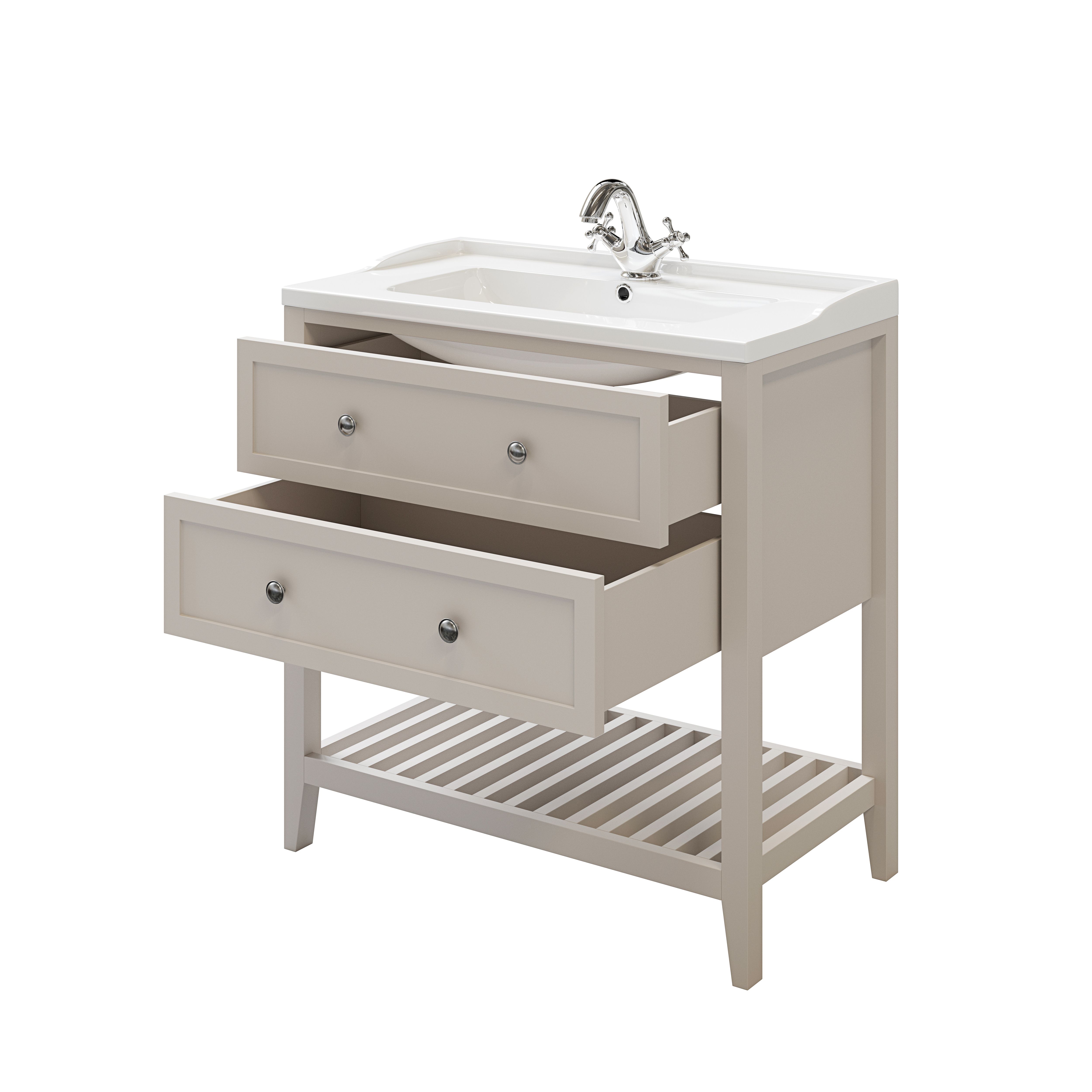GoodHome Perma Satin Grey Freestanding Bathroom Vanity unit (H) 806mm (W) 800mm