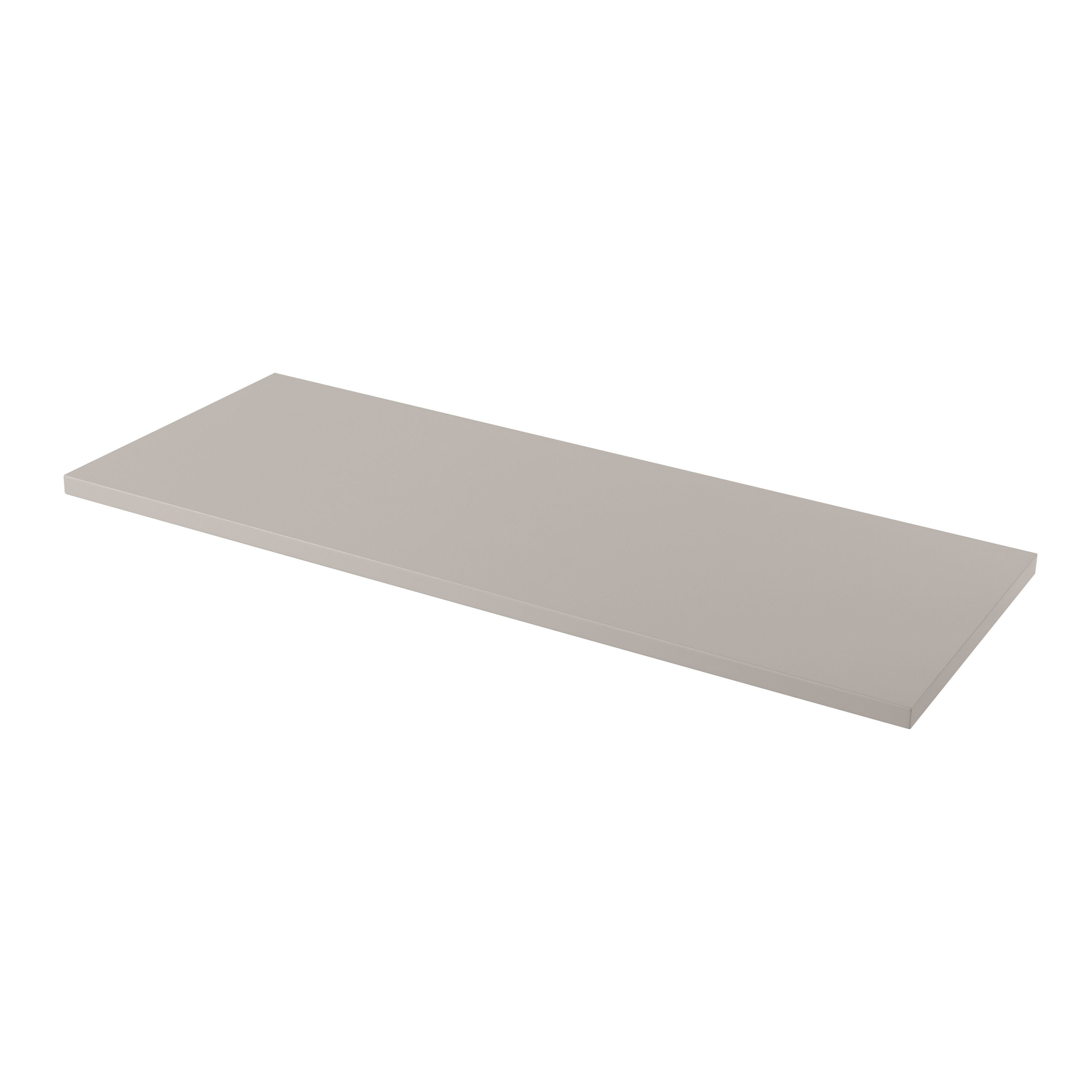 GoodHome Perma Satin Grey Square edge MDF Bathroom Worktop (T) 2.8cm x (L) 120.5cm x (W) 45.2cm