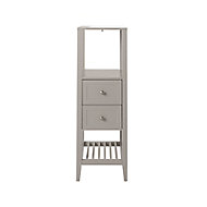 GoodHome Perma Satin Grey Tall Freestanding Non-mirrored Bathroom Cabinet (W)402mm (H)1200mm
