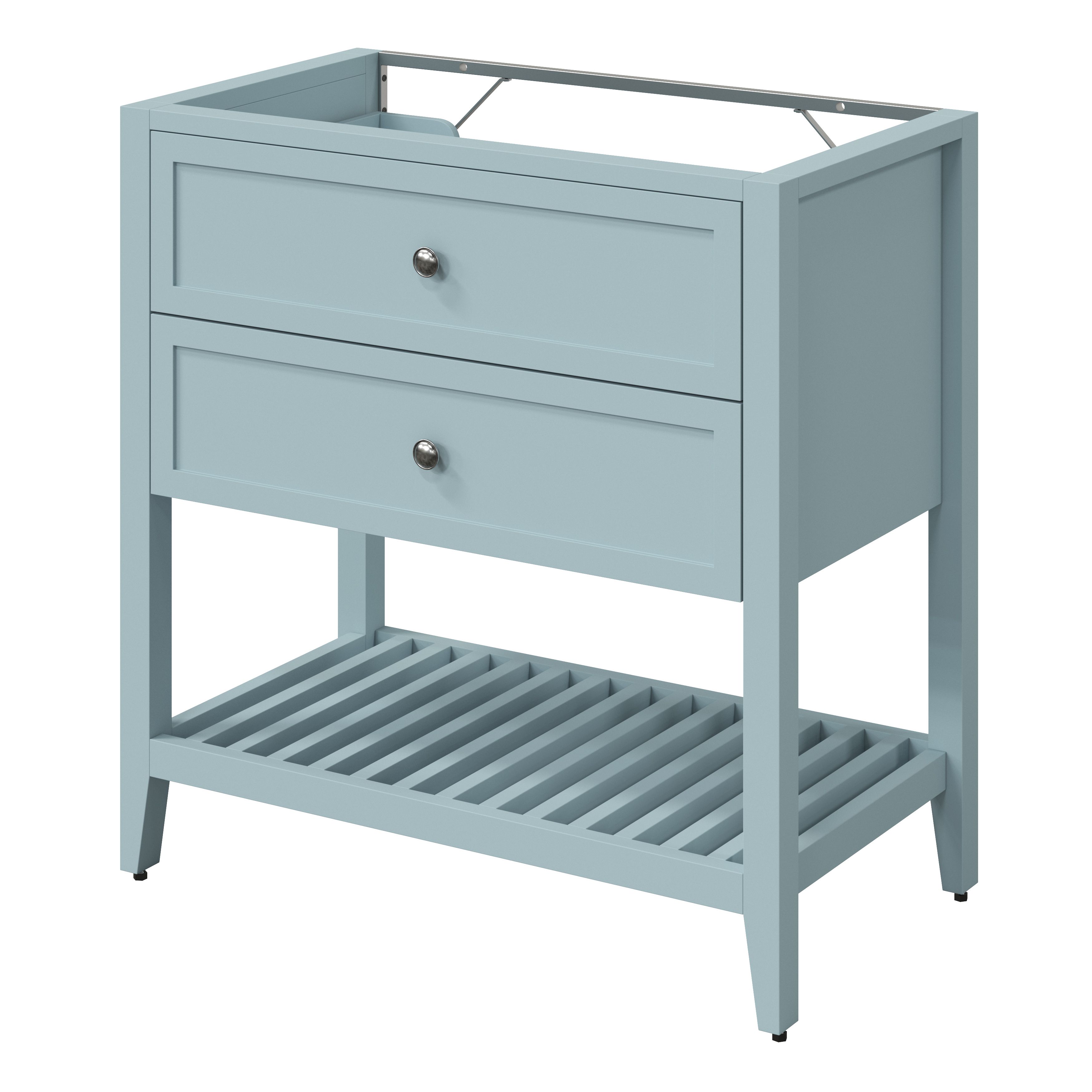 GoodHome Perma Satin Light blue Bathroom Vanity unit (H) 806mm (W) 600mm