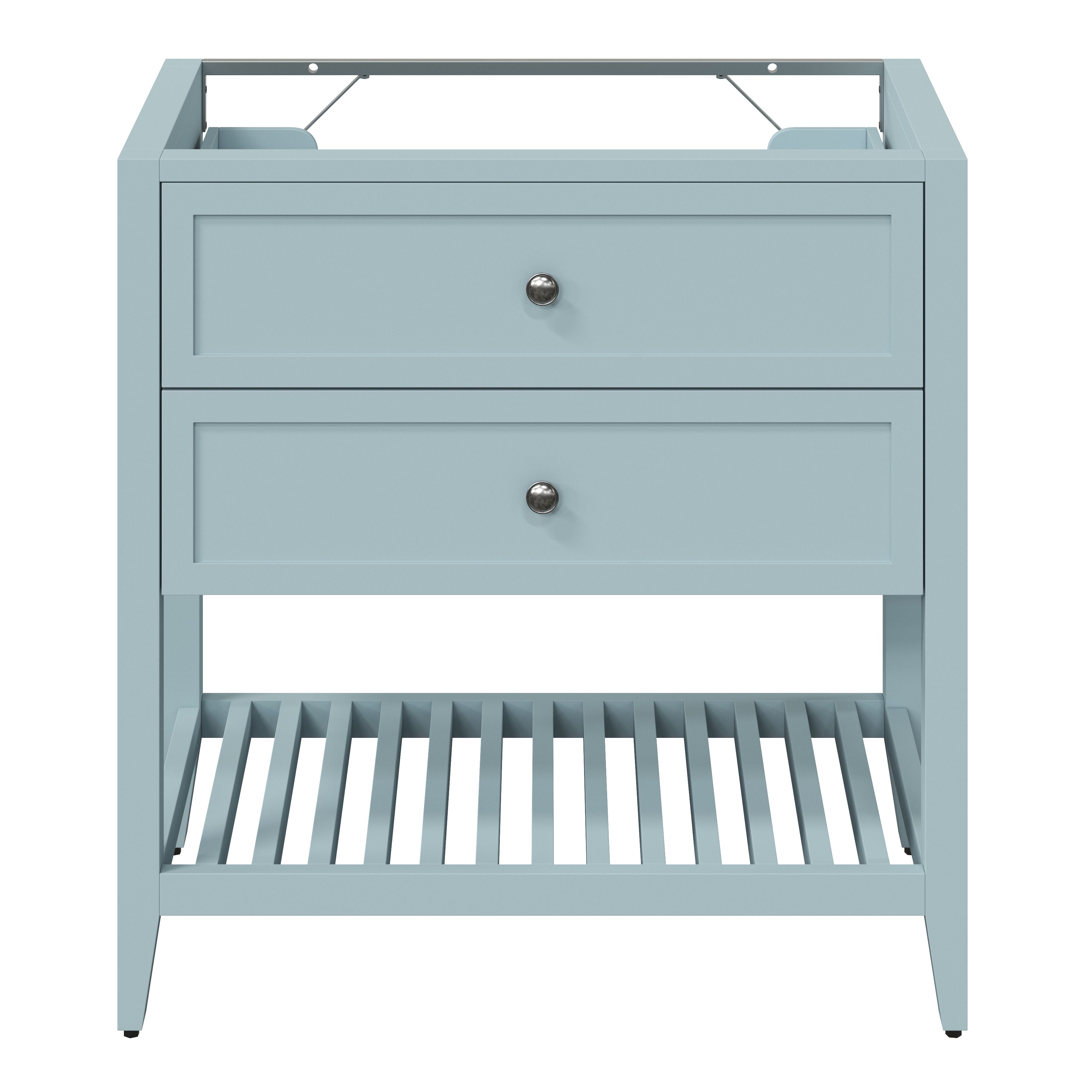 GoodHome Perma Satin Light blue Bathroom Vanity unit (H) 806mm (W) 600mm