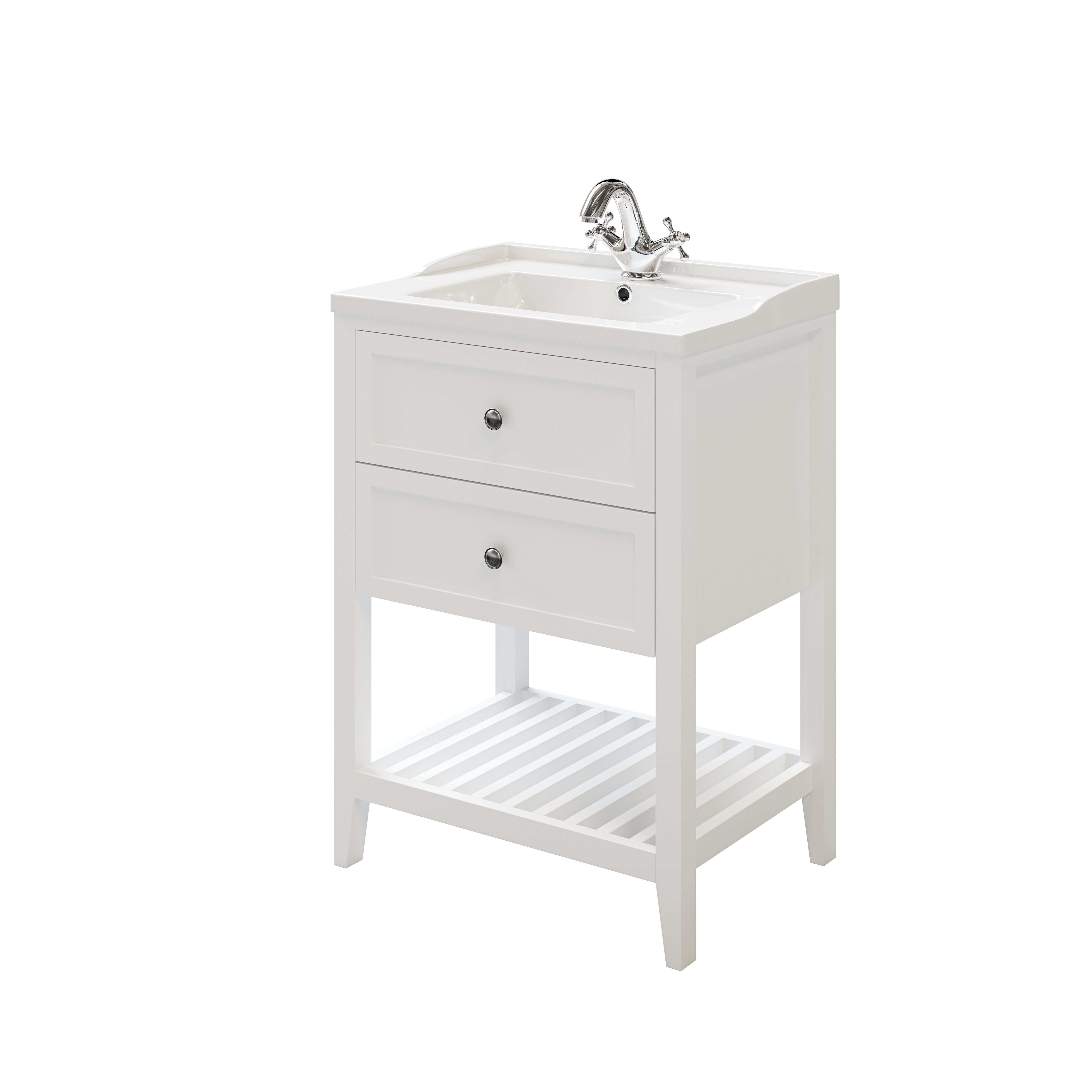 GoodHome Perma Satin White 0 door Freestanding Bathroom Vanity Cabinet (W)600mm (H)806mm