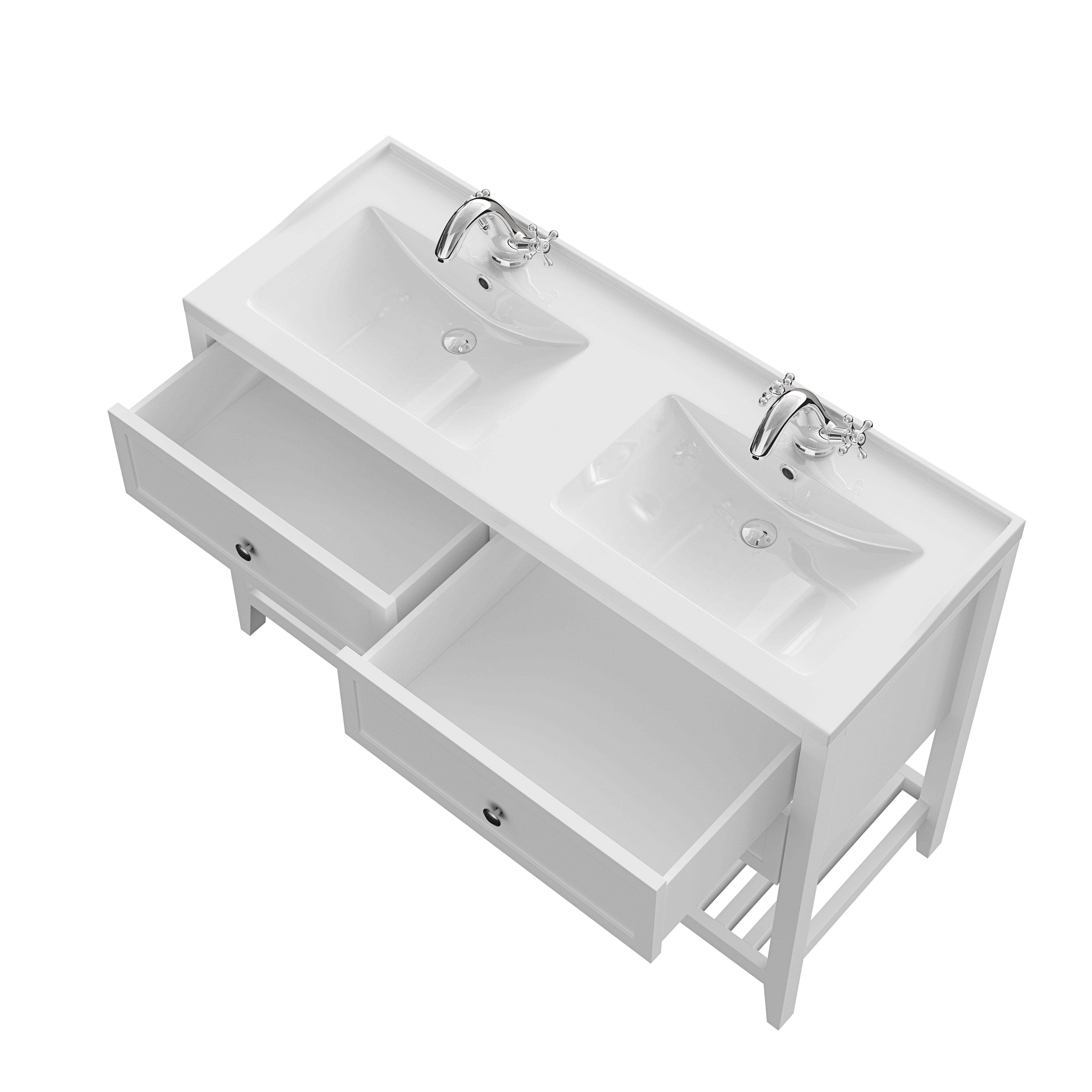 GoodHome Perma Satin White Freestanding Bathroom Vanity unit (H) 806mm (W) 1200mm