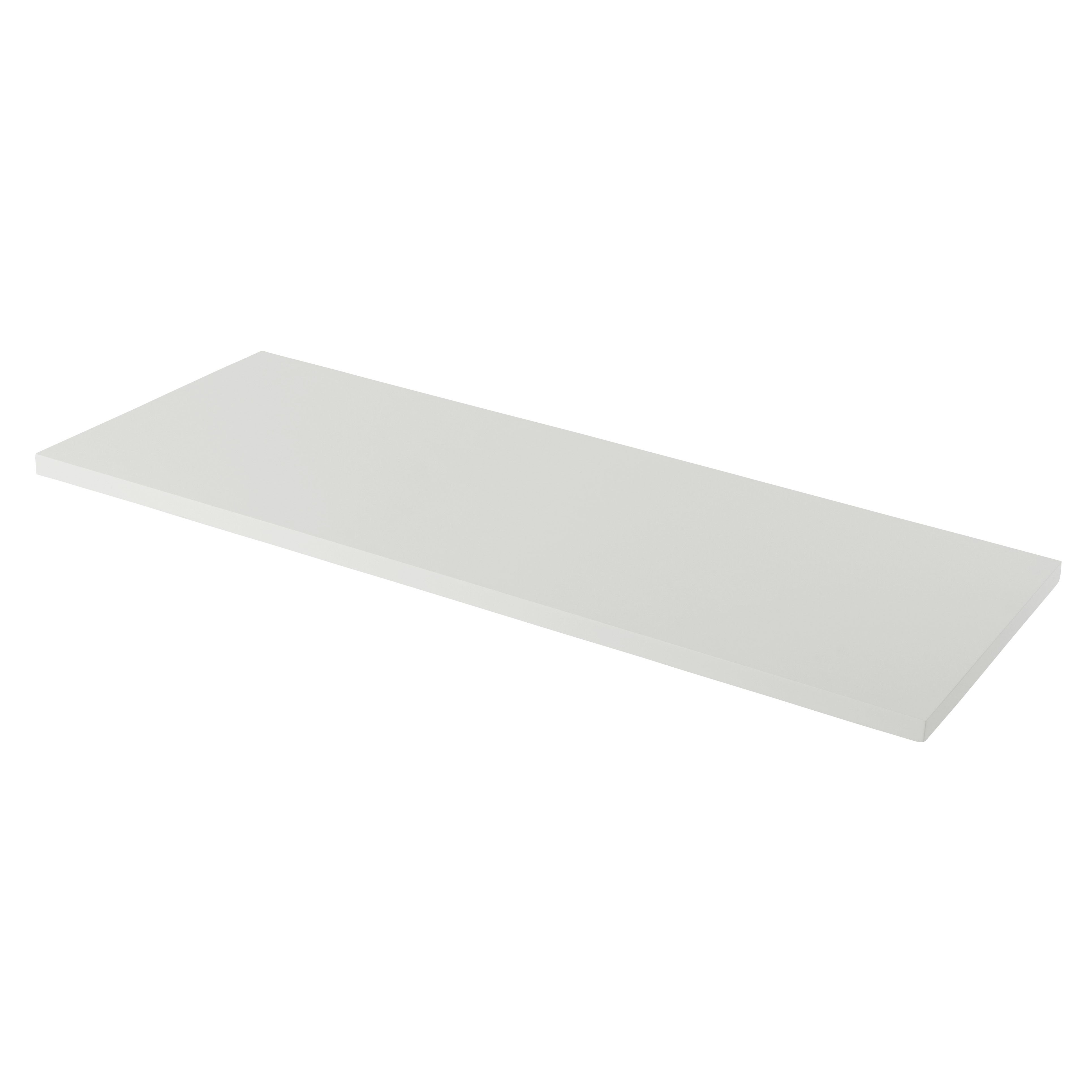 GoodHome Perma Satin White Square edge MDF Bathroom Worktop (T) 2.8cm x (L) 120.5cm x (W) 45.2cm