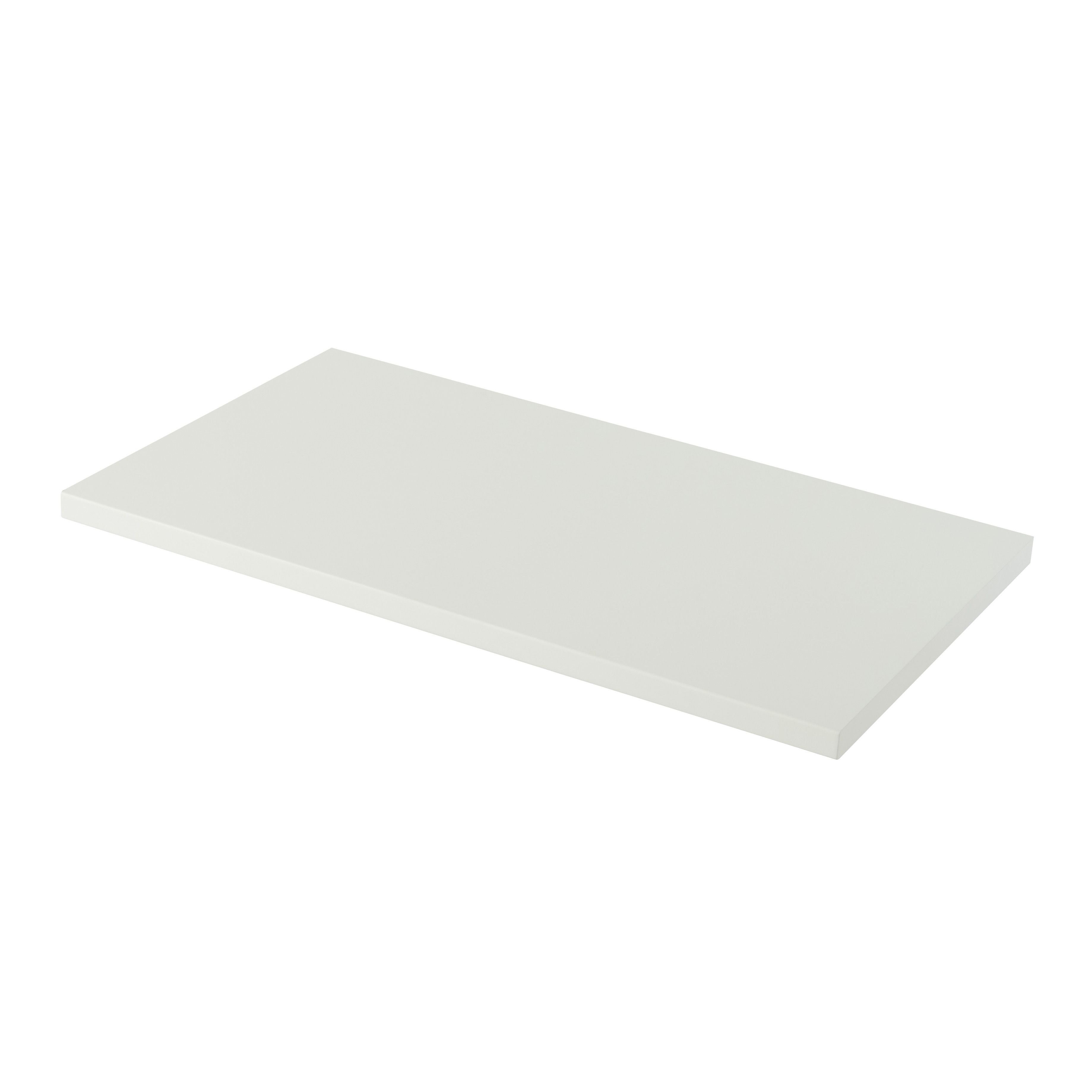 GoodHome Perma Satin White Square edge MDF Bathroom Worktop (T) 2.8cm x (L) 80.5cm x (W) 45.2cm